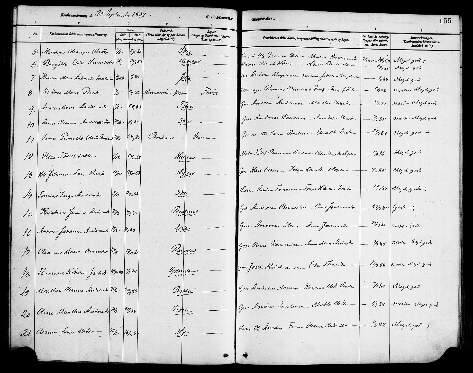 Førde sokneprestembete, AV/SAB-A-79901/H/Haa/Haab/L0001: Parish register (official) no. B 1, 1880-1898, p. 155