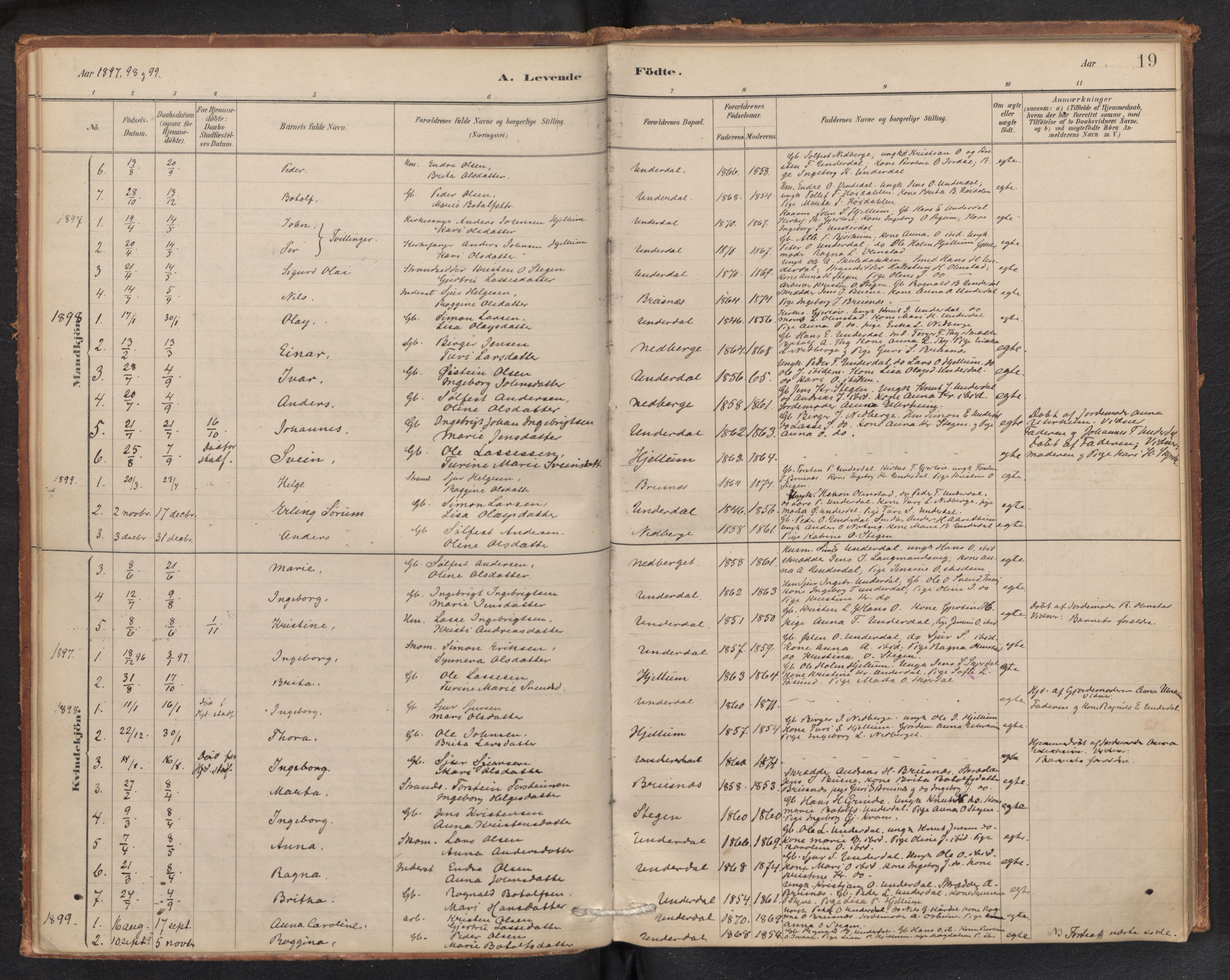 Aurland sokneprestembete, SAB/A-99937/H/Ha/Hae/L0001: Parish register (official) no. E 1, 1880-1907, p. 18b-19a