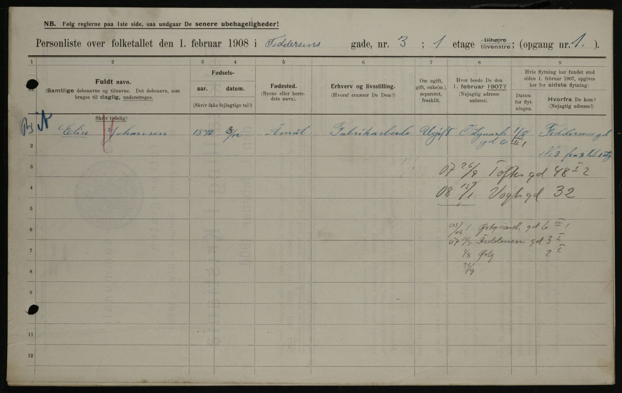 OBA, Municipal Census 1908 for Kristiania, 1908, p. 21828