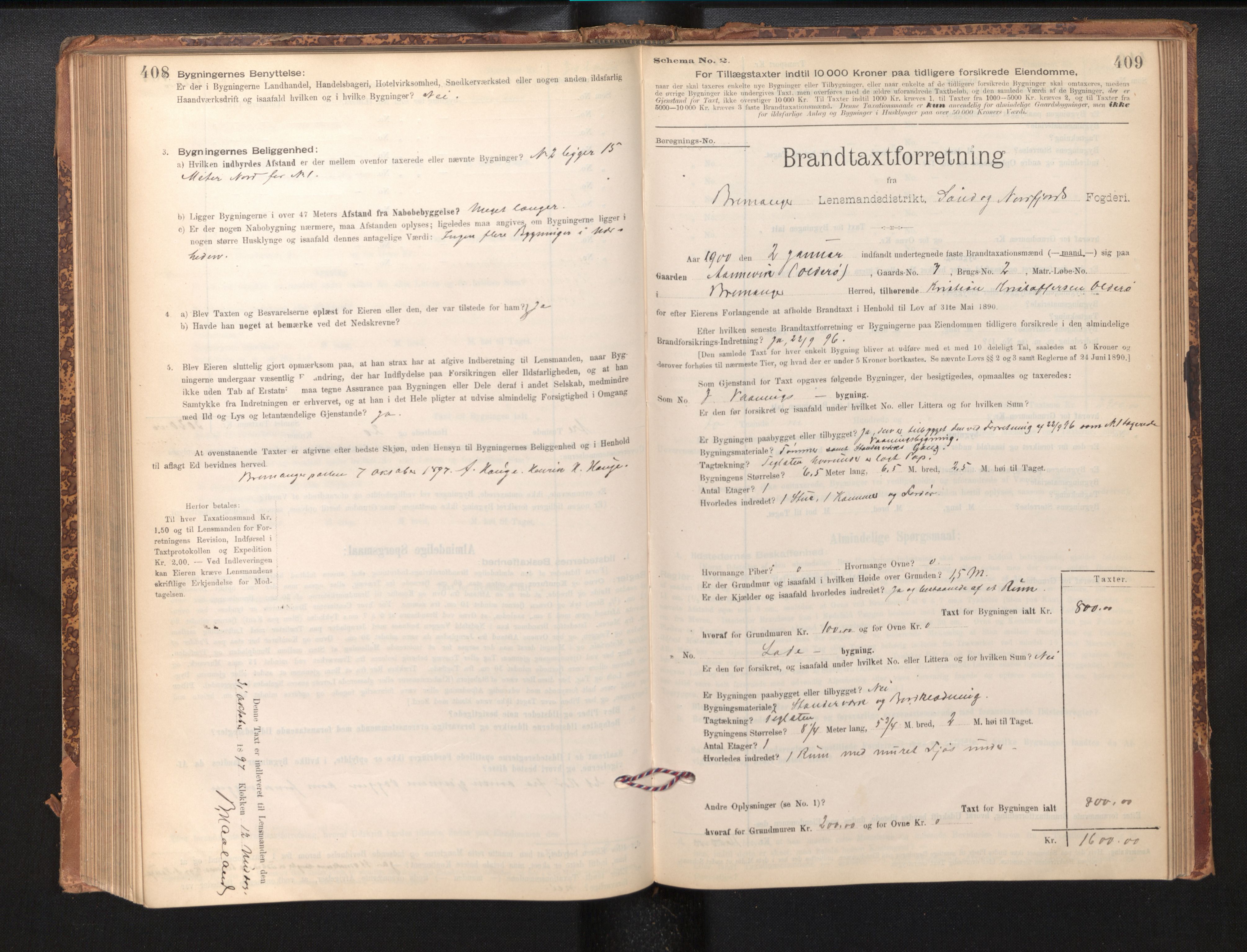 Lensmannen i Bremanger, SAB/A-26701/0012/L0007: Branntakstprotokoll, skjematakst, 1895-1936, p. 408-409