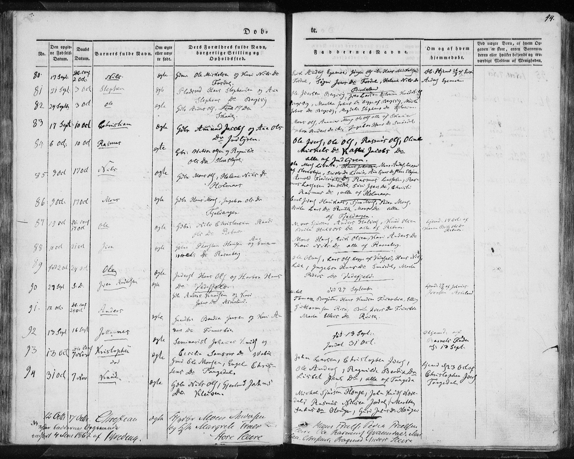 Lindås Sokneprestembete, SAB/A-76701/H/Haa: Parish register (official) no. A 10, 1842-1862, p. 44