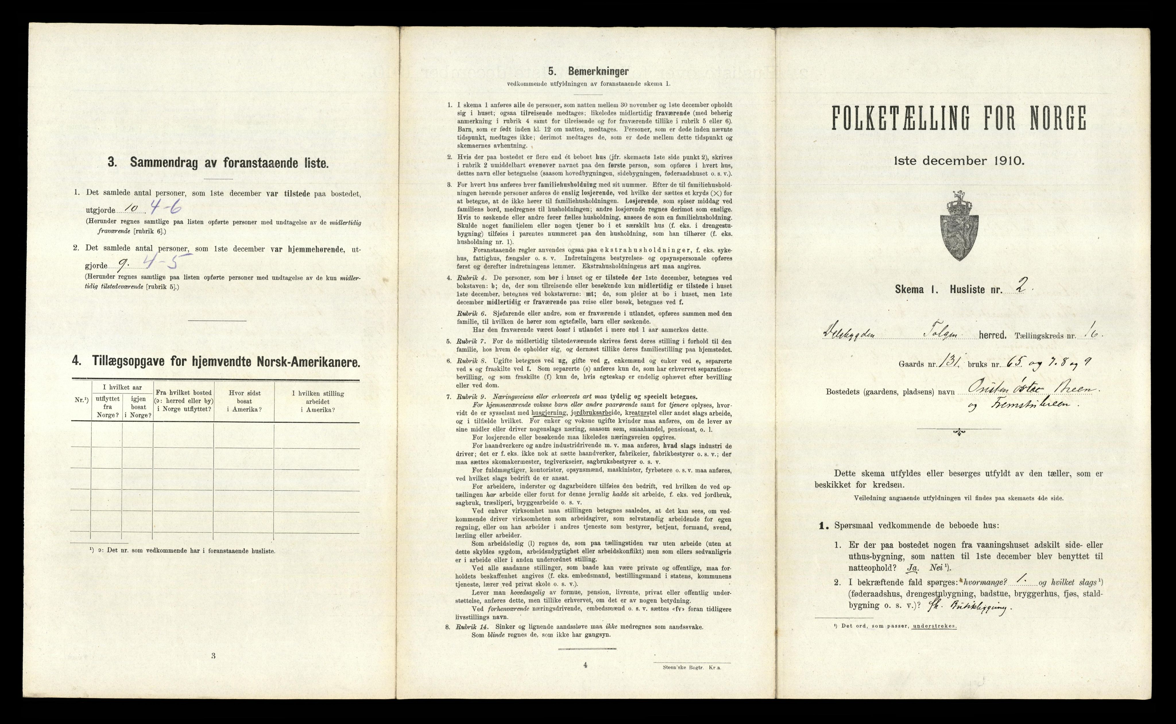 RA, 1910 census for Tolga, 1910, p. 1180