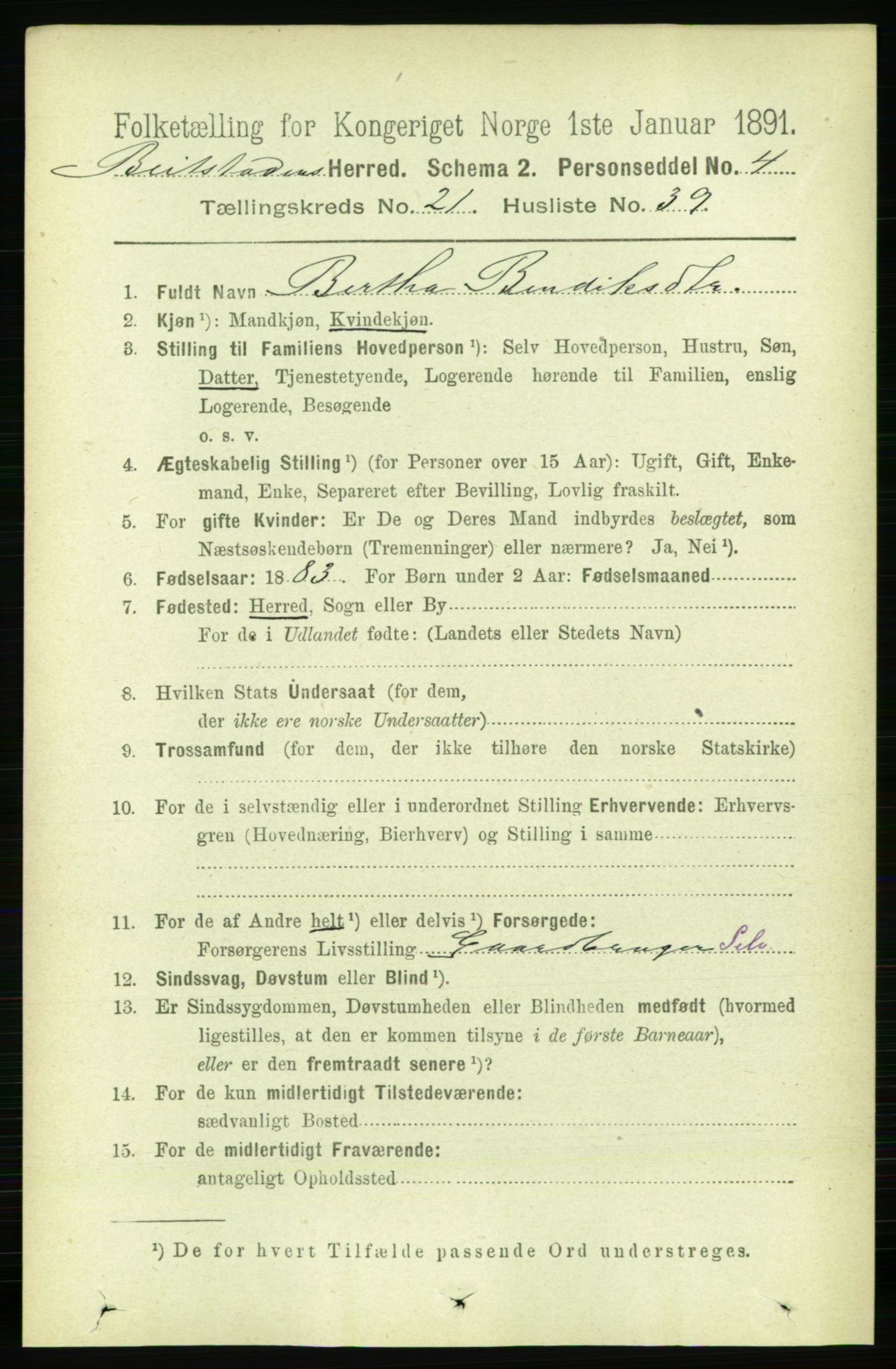 RA, 1891 census for 1727 Beitstad, 1891, p. 5645