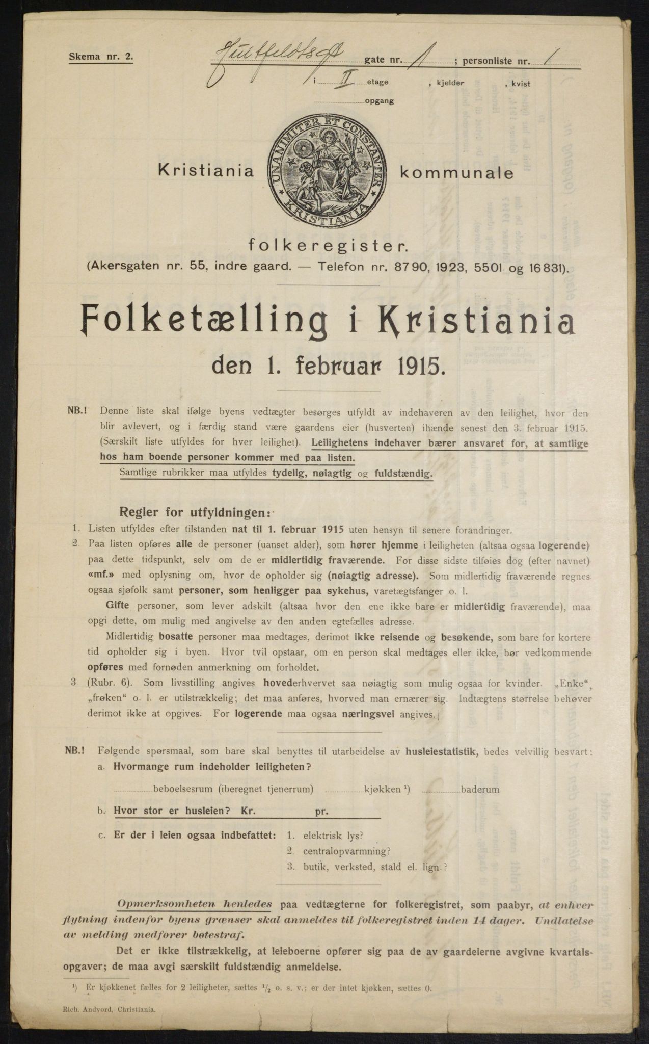 OBA, Municipal Census 1915 for Kristiania, 1915, p. 41119