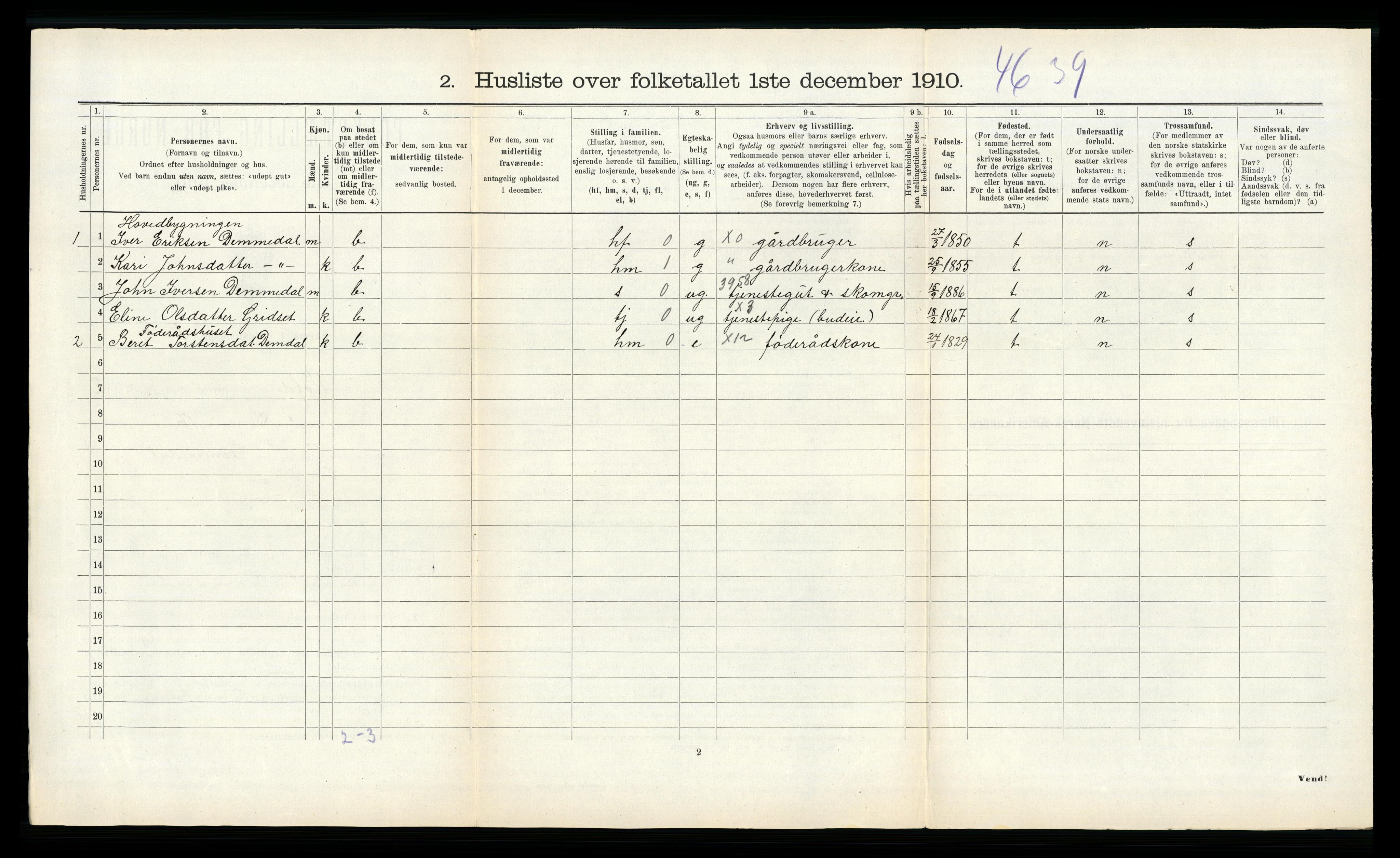 RA, 1910 census for Voll, 1910, p. 89