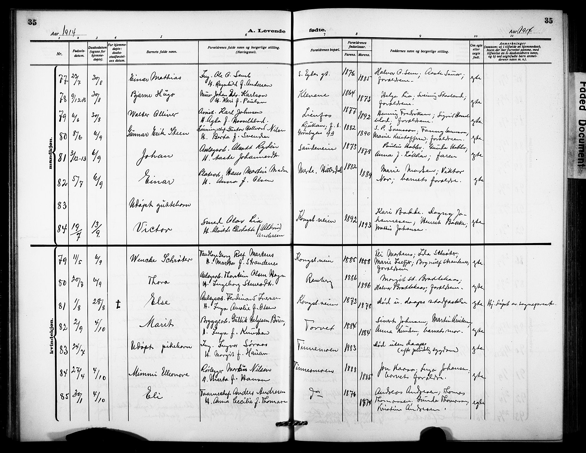 Notodden kirkebøker, AV/SAKO-A-290/G/Ga/L0001: Parish register (copy) no. 1, 1912-1923, p. 35