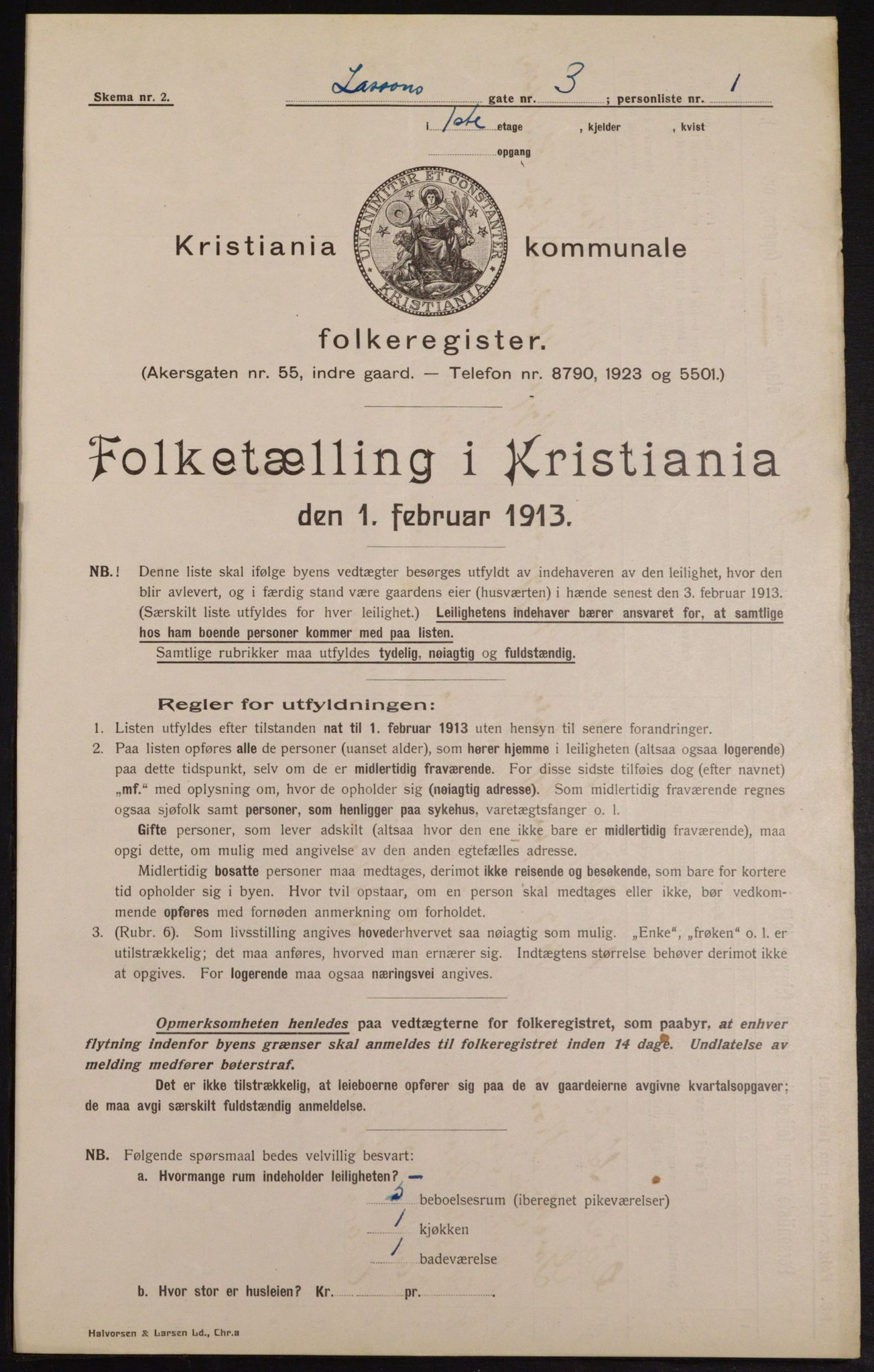 OBA, Municipal Census 1913 for Kristiania, 1913, p. 56999