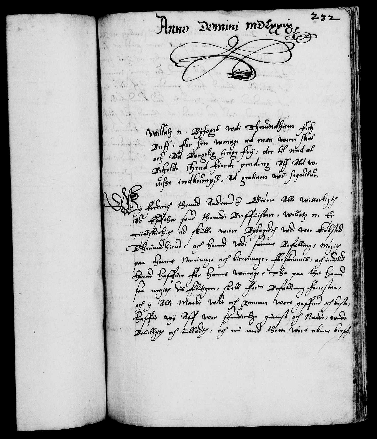 Danske Kanselli 1572-1799, RA/EA-3023/F/Fc/Fca/Fcaa/L0001: Norske registre (mikrofilm), 1572-1588, p. 232a