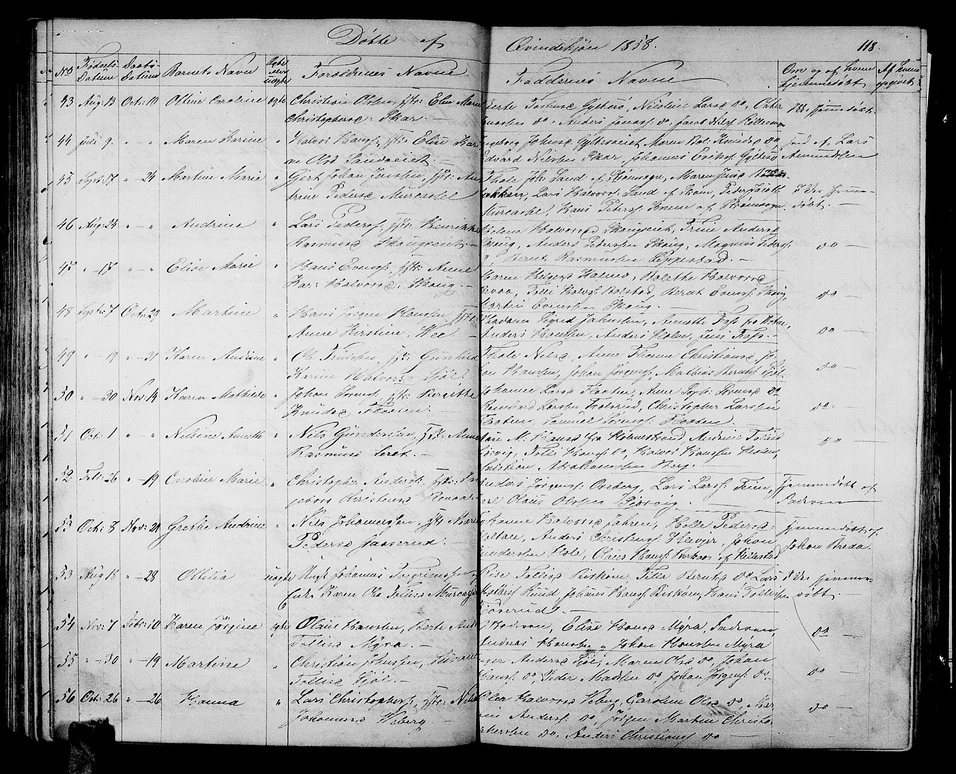 Sande Kirkebøker, SAKO/A-53/G/Ga/L0002: Parish register (copy) no. 2, 1847-1863, p. 118