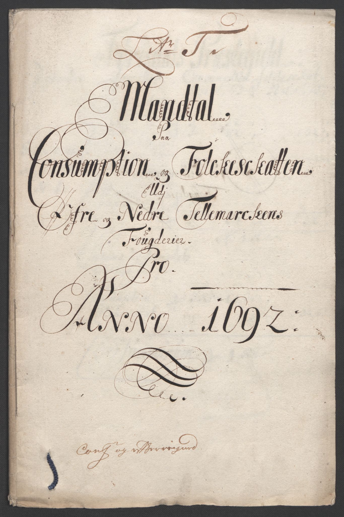 Rentekammeret inntil 1814, Reviderte regnskaper, Fogderegnskap, RA/EA-4092/R35/L2090: Fogderegnskap Øvre og Nedre Telemark, 1692, p. 281