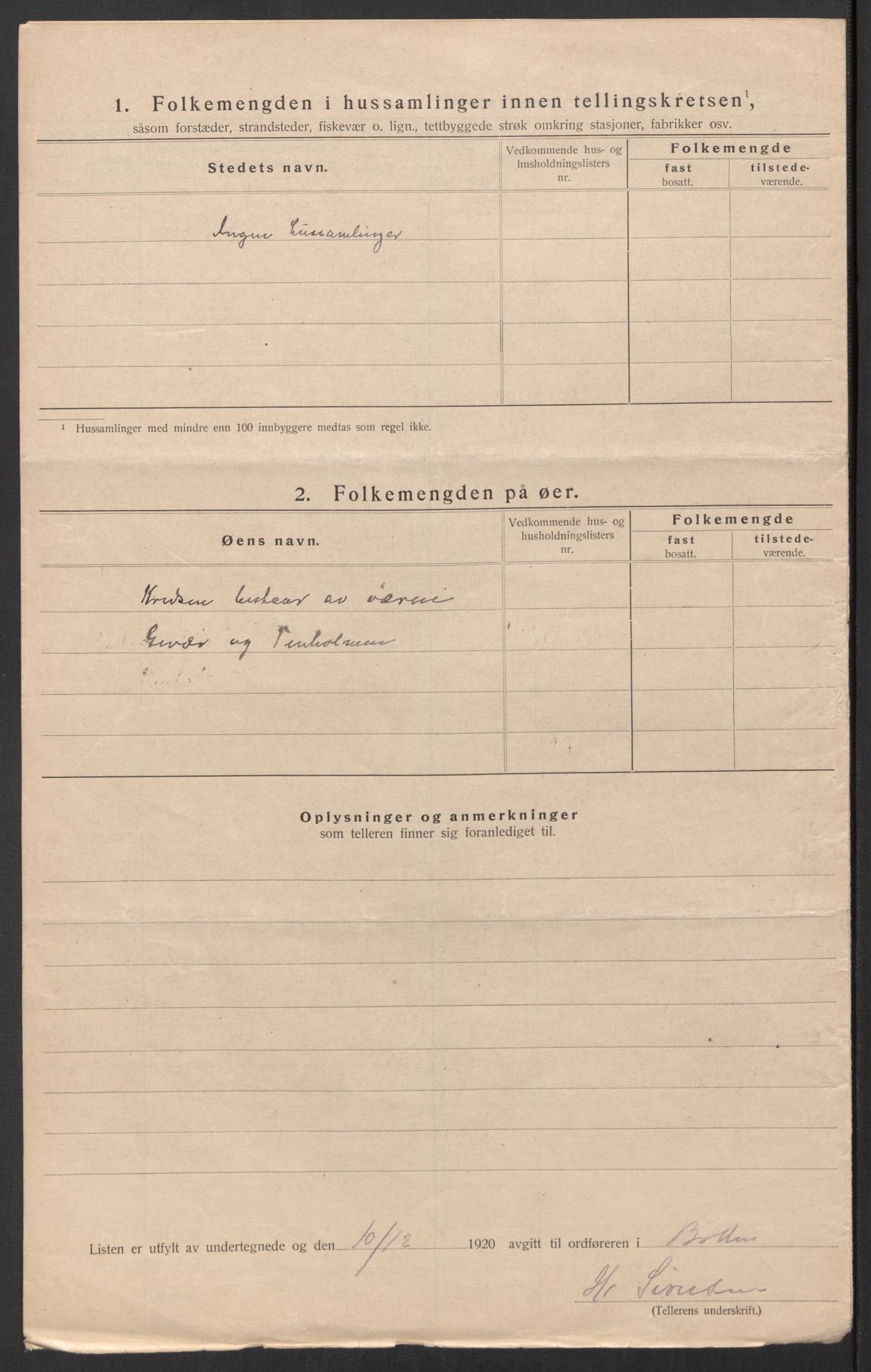 SAT, 1920 census for Bodin, 1920, p. 16