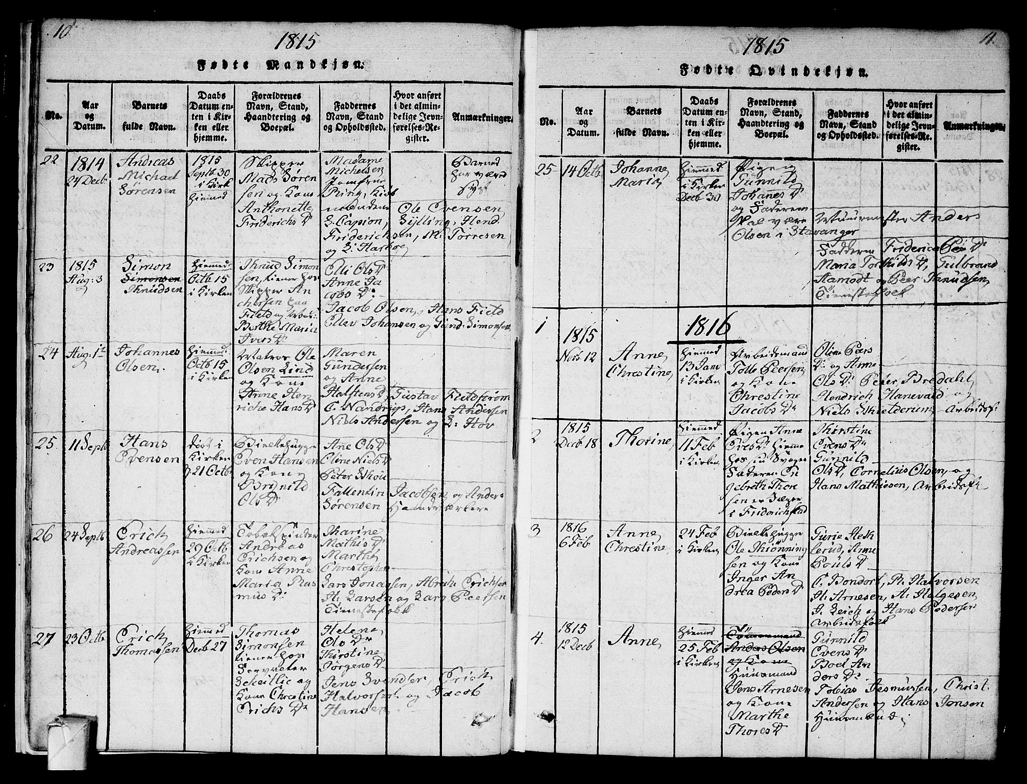 Strømsø kirkebøker, SAKO/A-246/F/Fa/L0011: Parish register (official) no. I 11, 1815-1829, p. 10-11