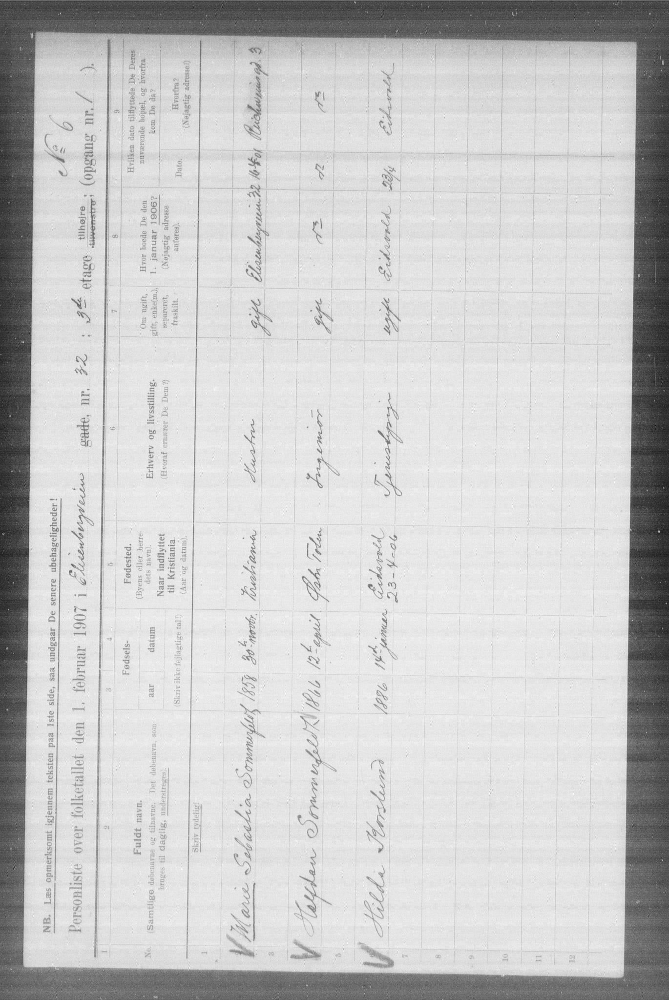 OBA, Municipal Census 1907 for Kristiania, 1907, p. 10494