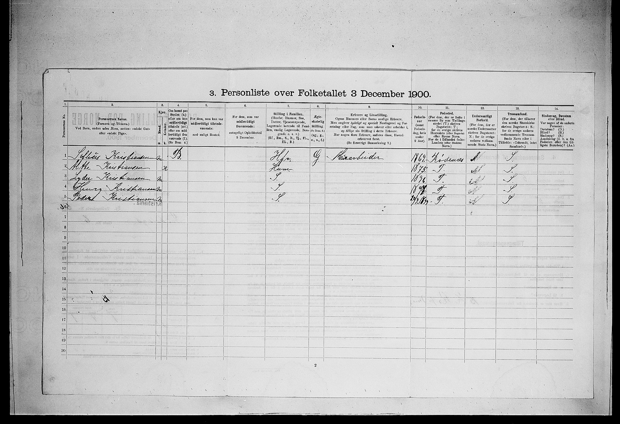 SAO, 1900 census for Kristiania, 1900, p. 22536