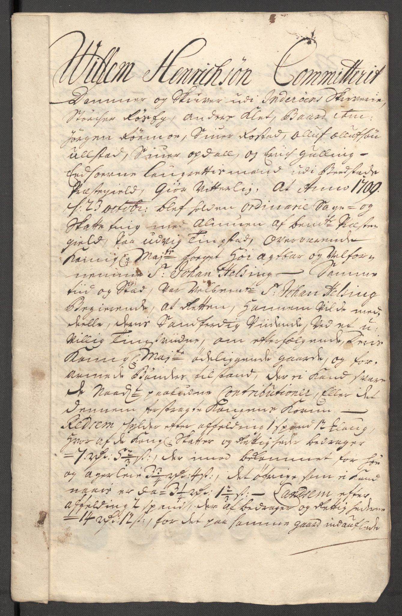 Rentekammeret inntil 1814, Reviderte regnskaper, Fogderegnskap, AV/RA-EA-4092/R63/L4317: Fogderegnskap Inderøy, 1709, p. 256