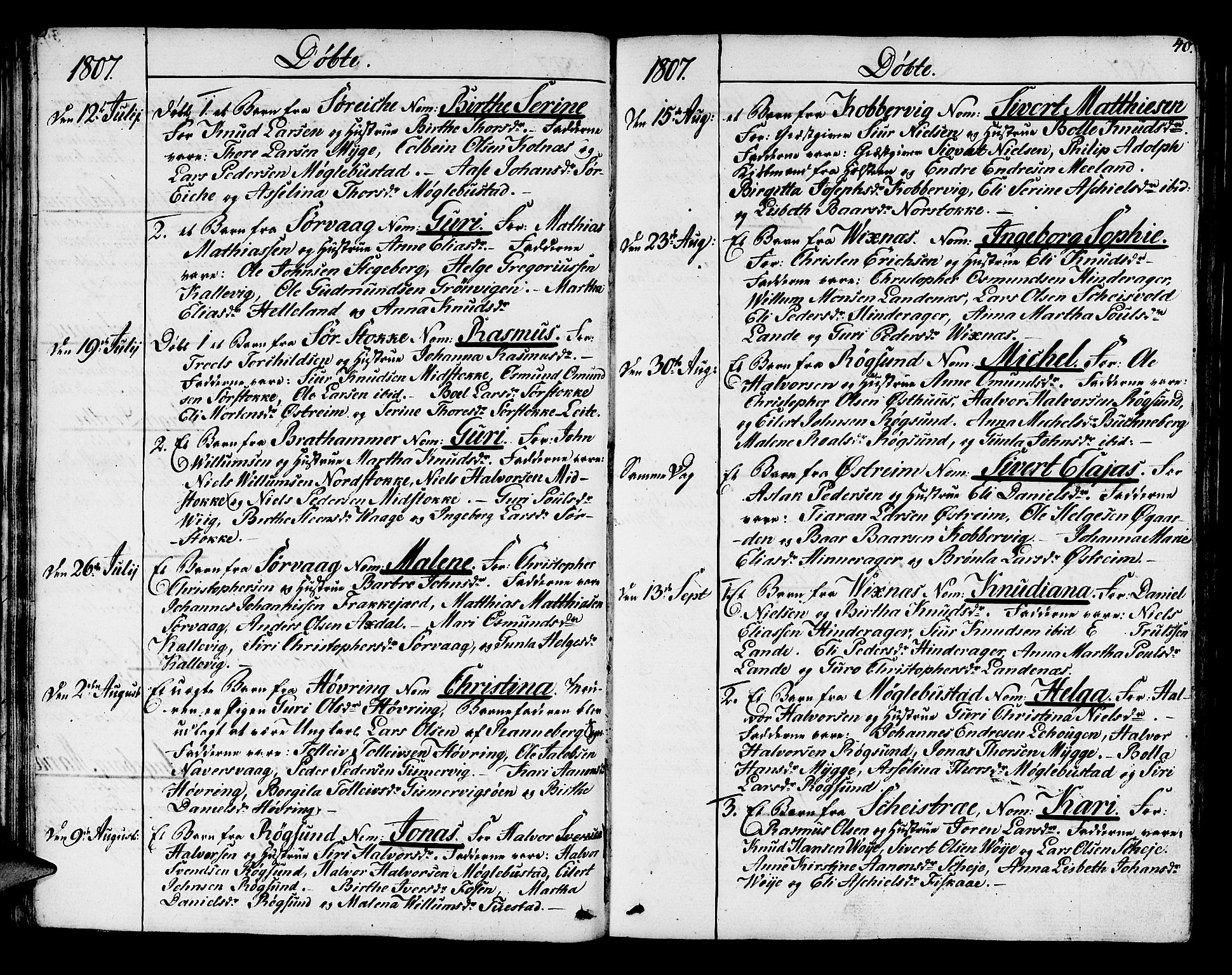 Avaldsnes sokneprestkontor, AV/SAST-A -101851/H/Ha/Haa/L0003: Parish register (official) no. A 3, 1801-1817, p. 40