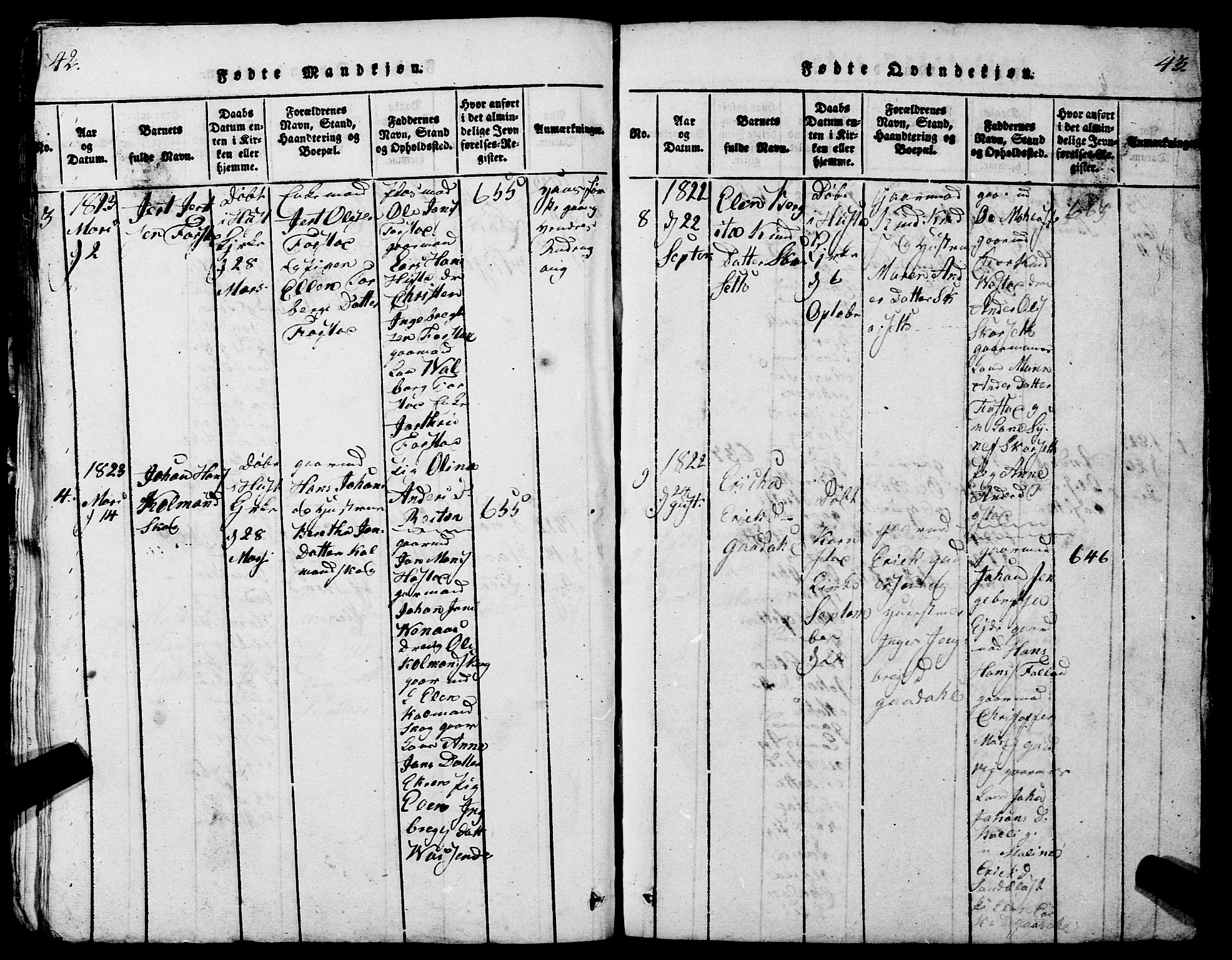 Ministerialprotokoller, klokkerbøker og fødselsregistre - Møre og Romsdal, AV/SAT-A-1454/567/L0781: Parish register (copy) no. 567C01, 1818-1845, p. 42-43