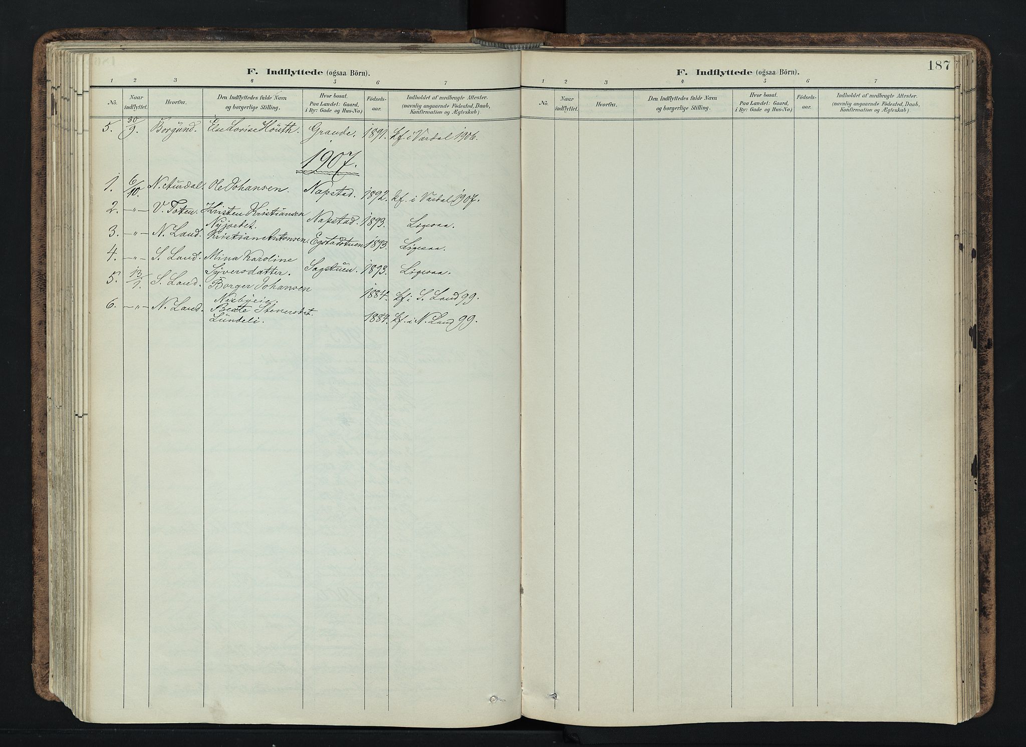 Vardal prestekontor, SAH/PREST-100/H/Ha/Haa/L0019: Parish register (official) no. 19, 1893-1907, p. 187