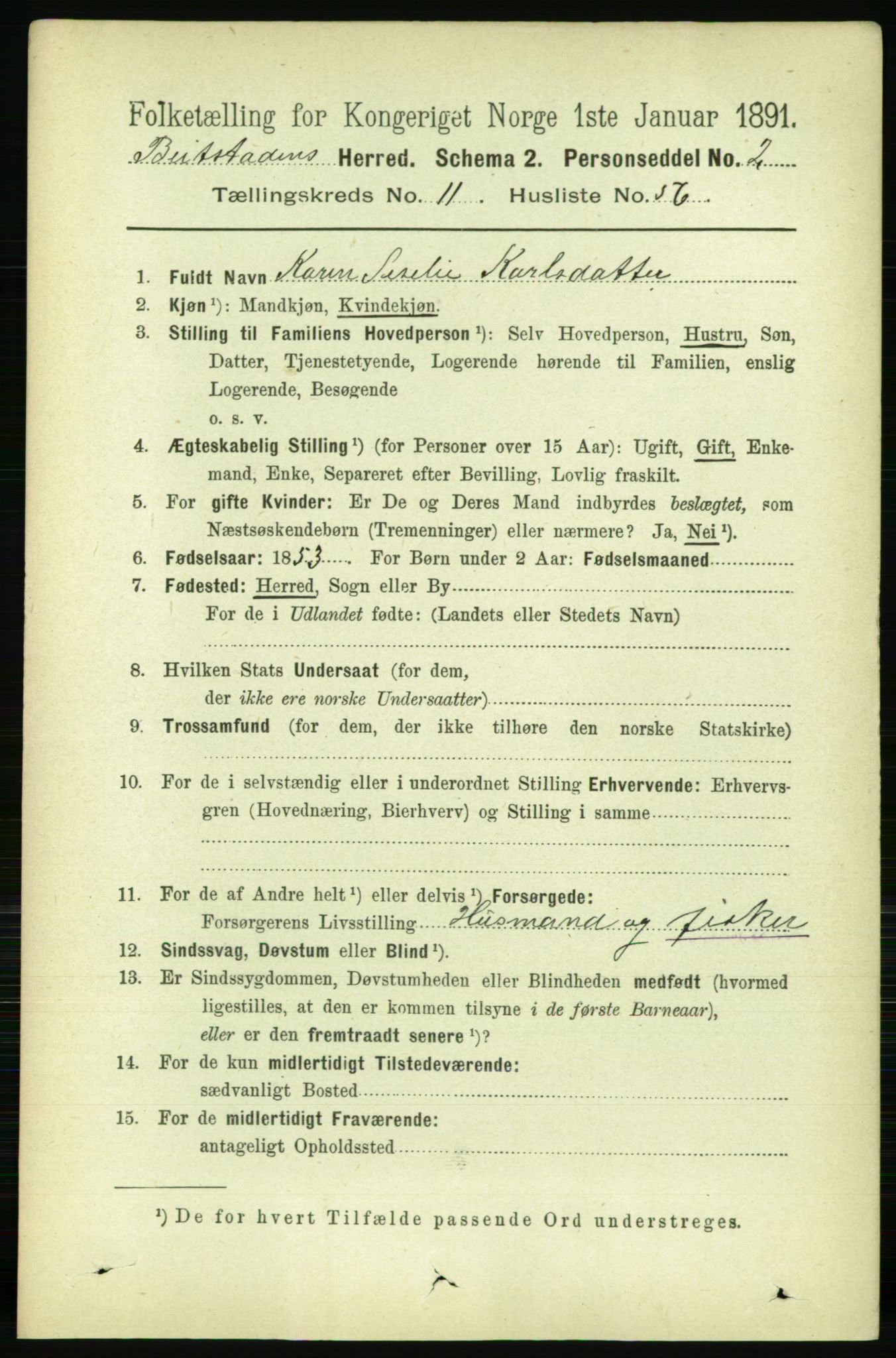 RA, 1891 census for 1727 Beitstad, 1891, p. 3319