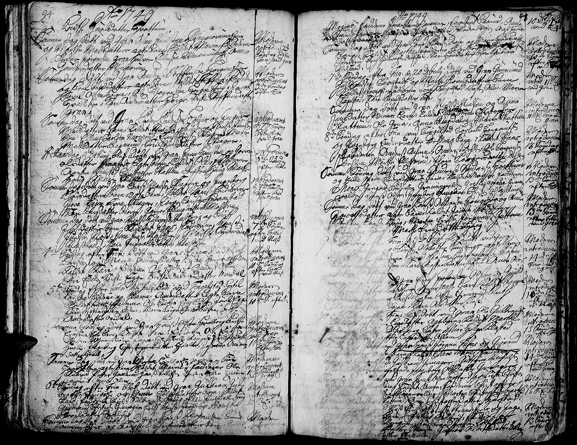 Gran prestekontor, SAH/PREST-112/H/Ha/Haa/L0003: Parish register (official) no. 3, 1745-1758, p. 48