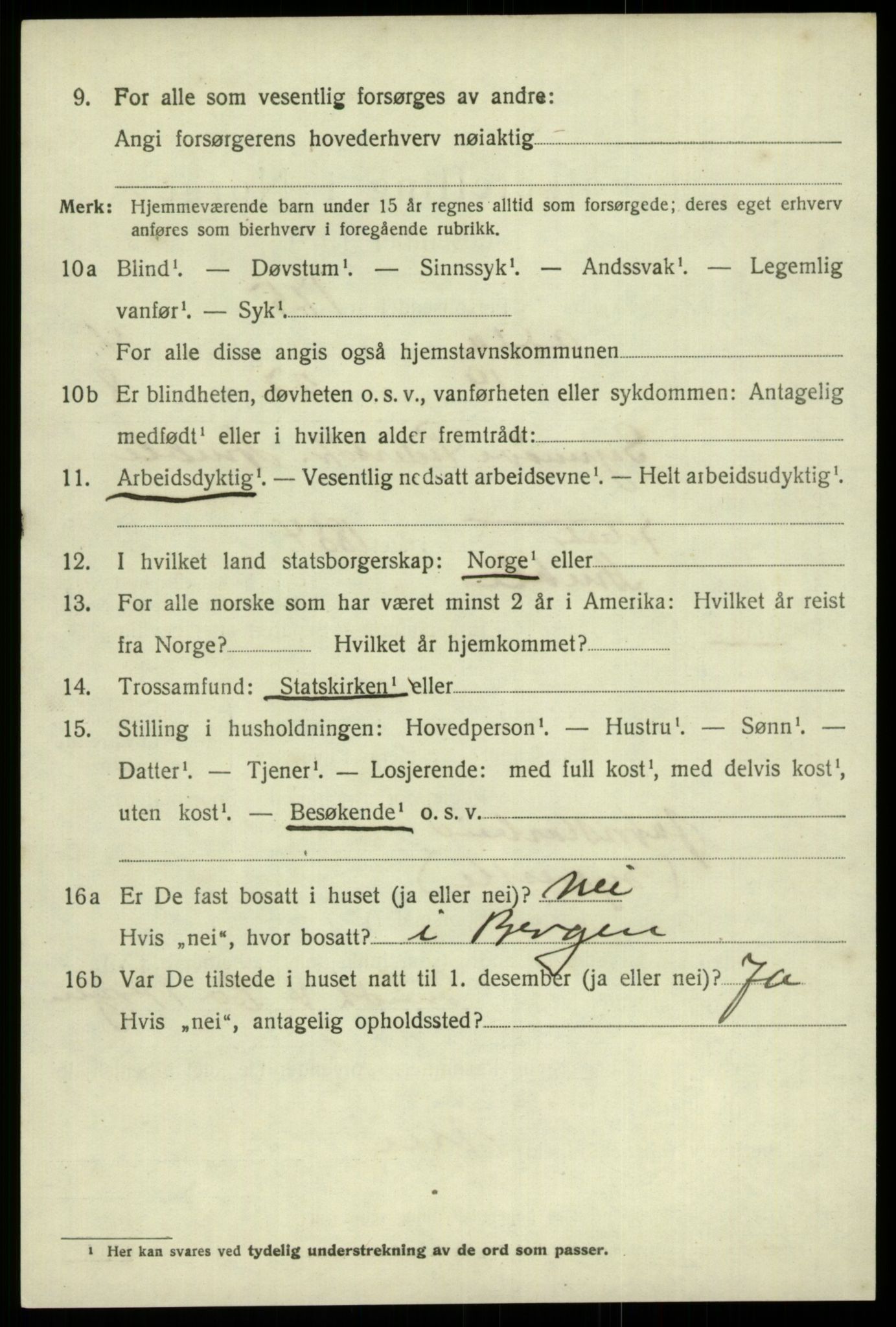 SAB, 1920 census for Odda, 1920, p. 2922