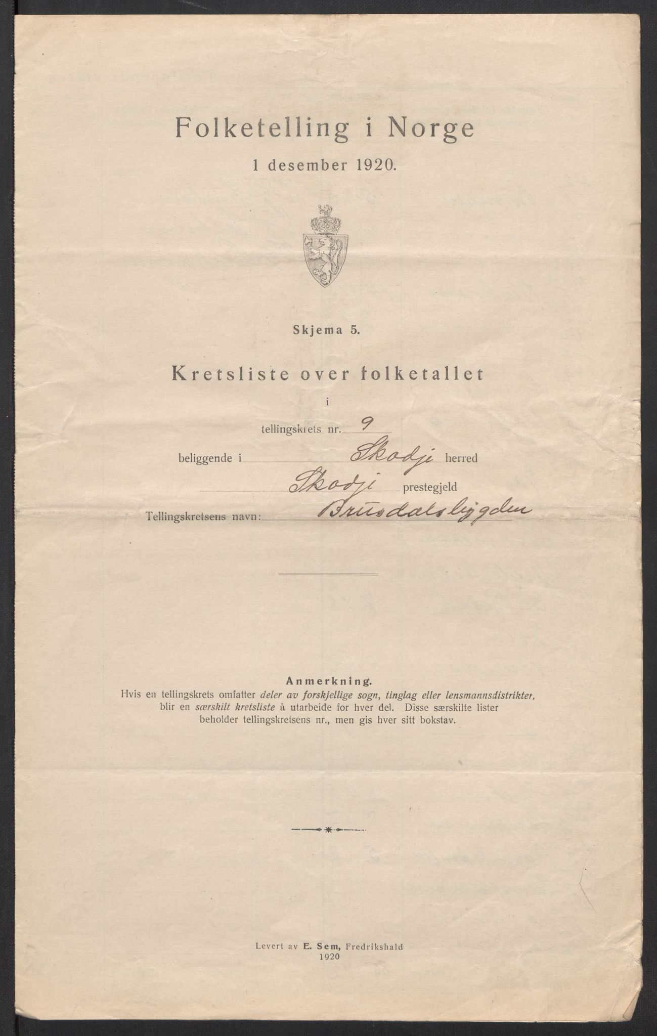 SAT, 1920 census for Skodje, 1920, p. 36