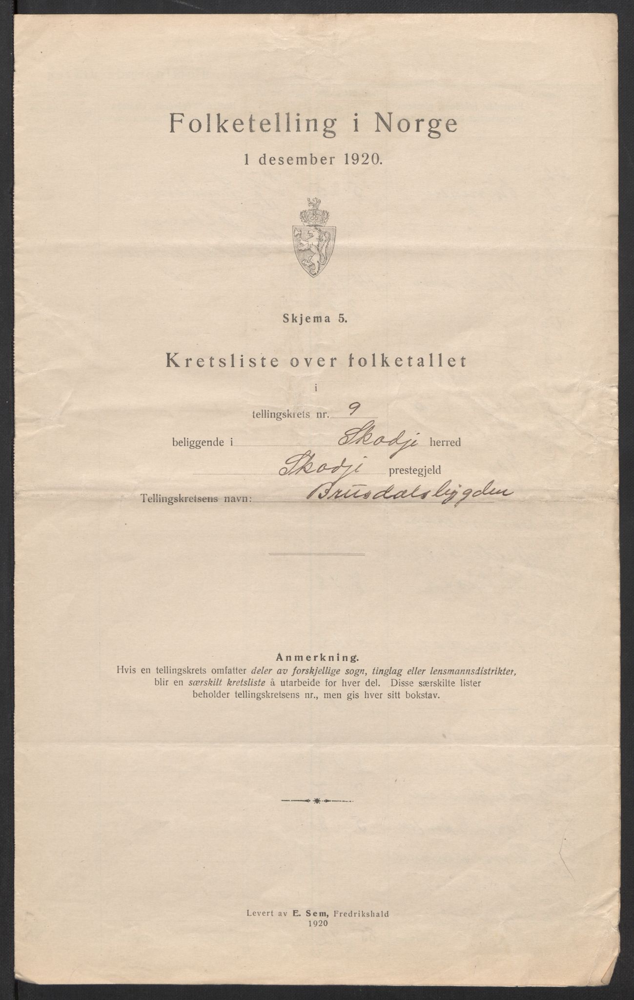 SAT, 1920 census for Skodje, 1920, p. 36