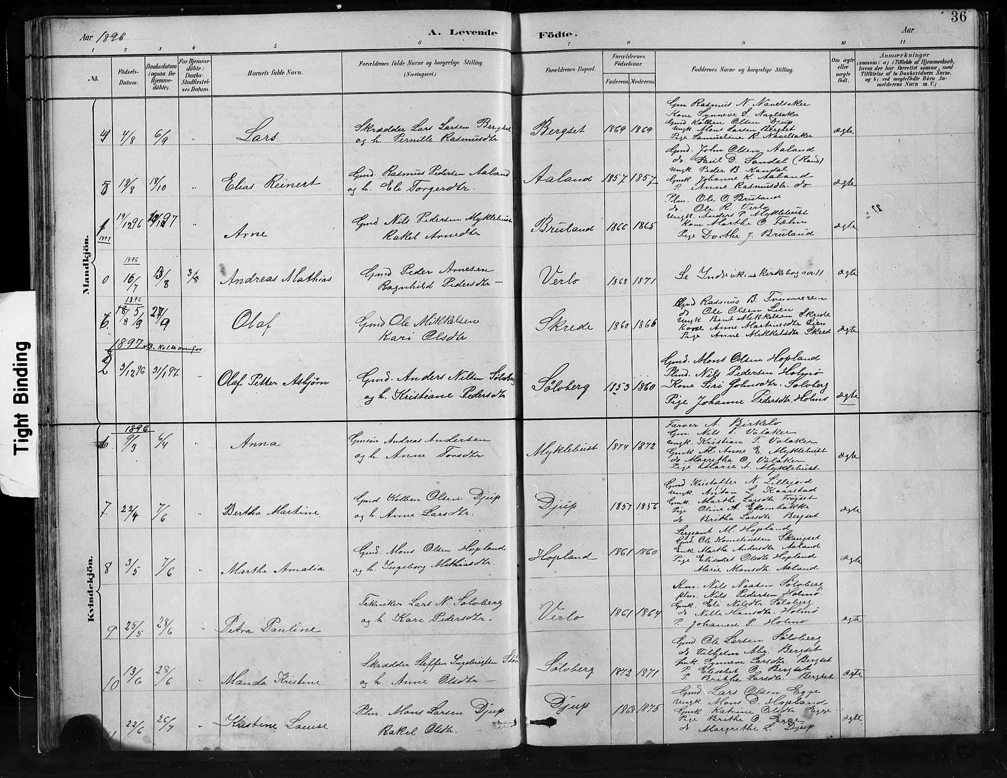 Innvik sokneprestembete, SAB/A-80501: Parish register (copy) no. C 3, 1883-1911, p. 36