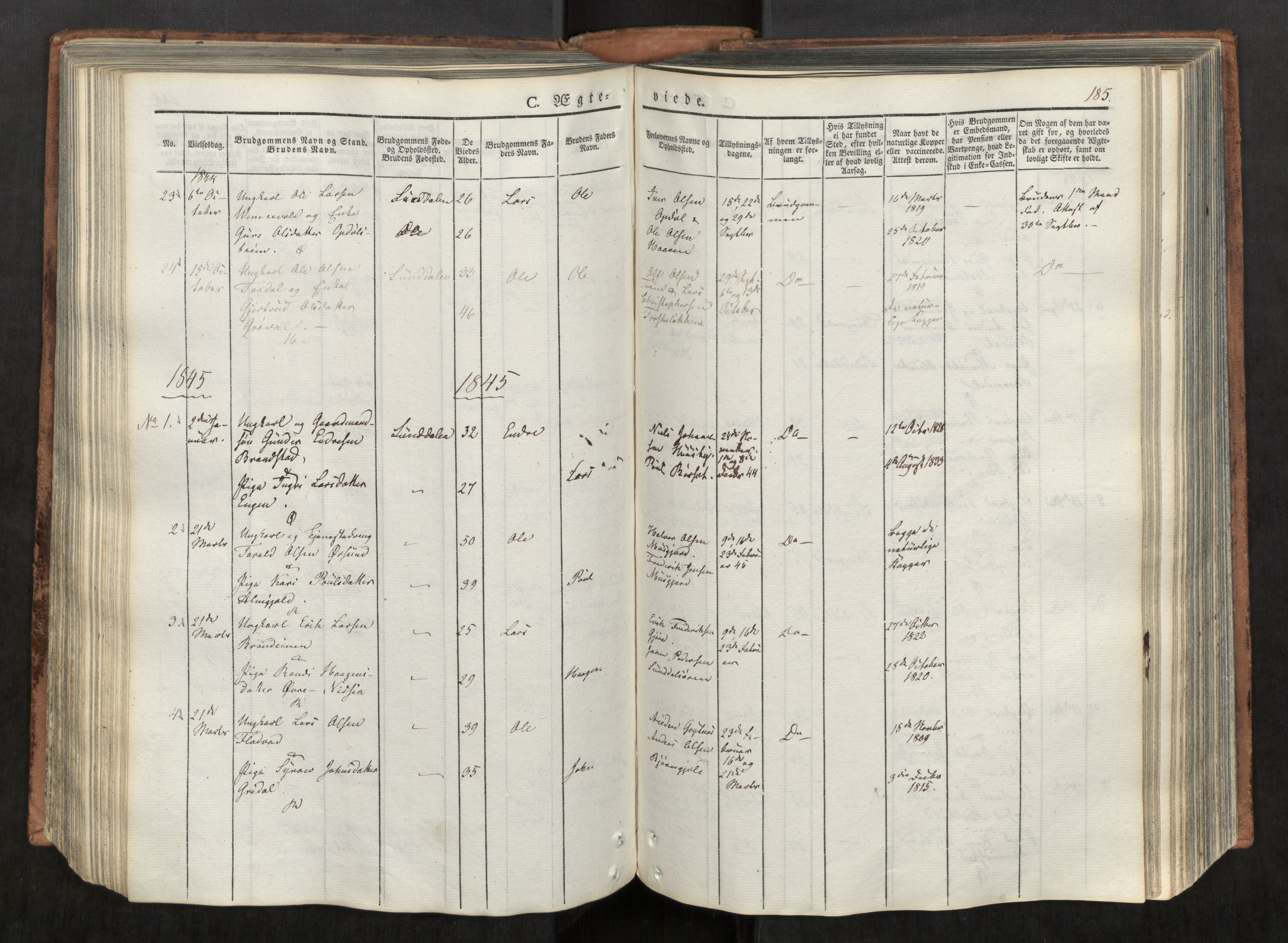 Ministerialprotokoller, klokkerbøker og fødselsregistre - Møre og Romsdal, SAT/A-1454/590/L1012: Parish register (official) no. 590A04, 1832-1846, p. 185
