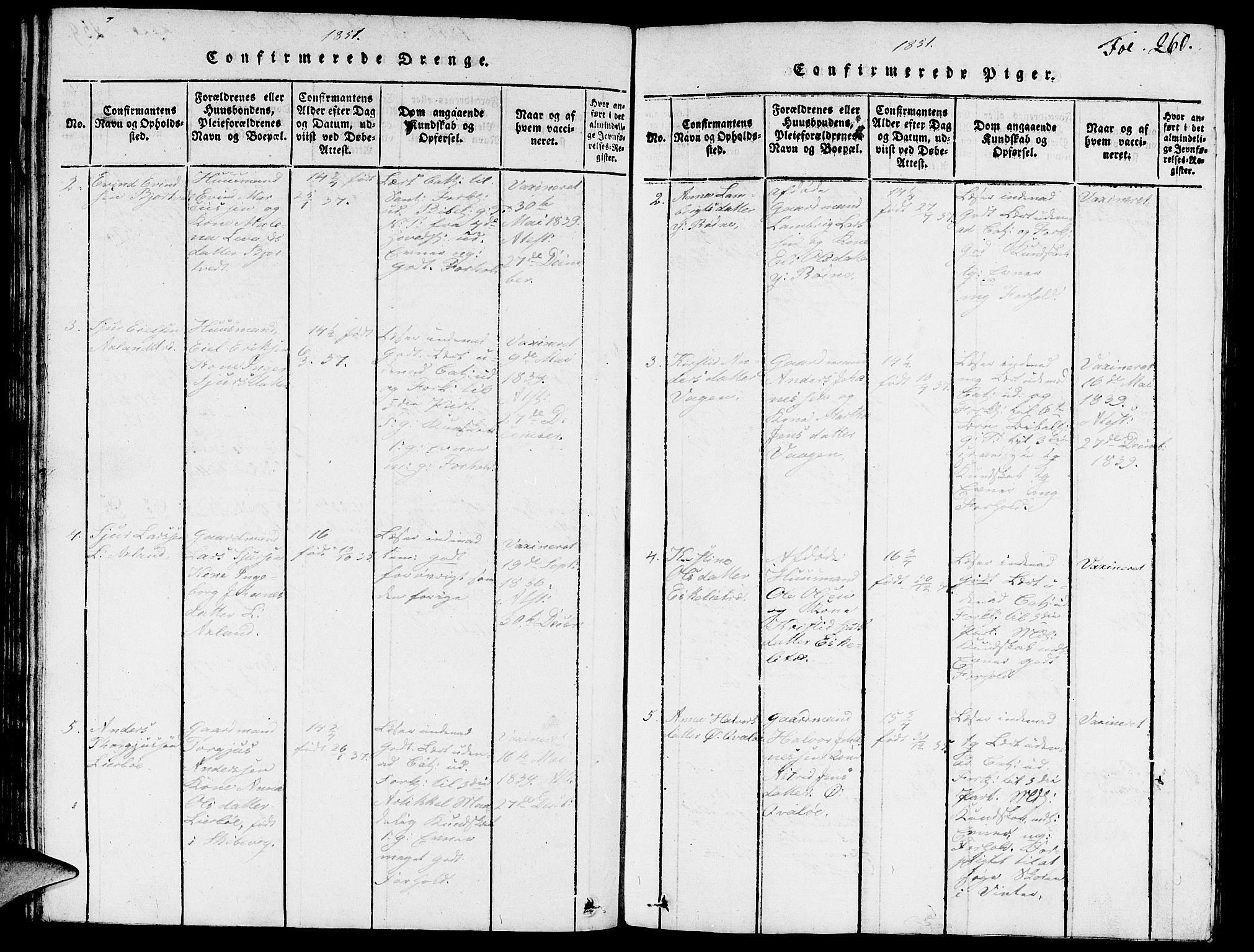 Vikedal sokneprestkontor, SAST/A-101840/01/V: Parish register (copy) no. B 3, 1816-1867, p. 260