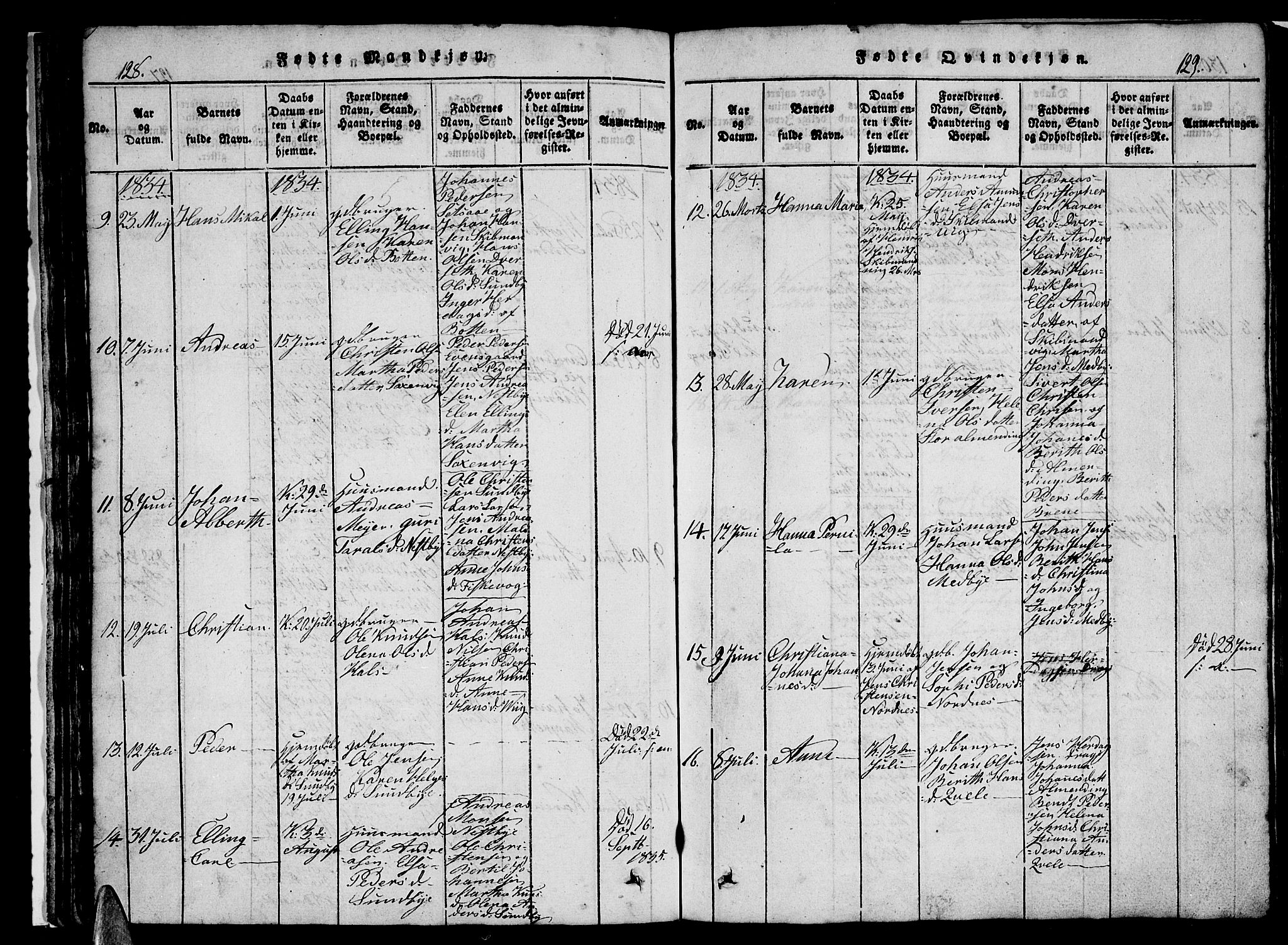Ministerialprotokoller, klokkerbøker og fødselsregistre - Nordland, SAT/A-1459/847/L0676: Parish register (copy) no. 847C04, 1821-1853, p. 128-129
