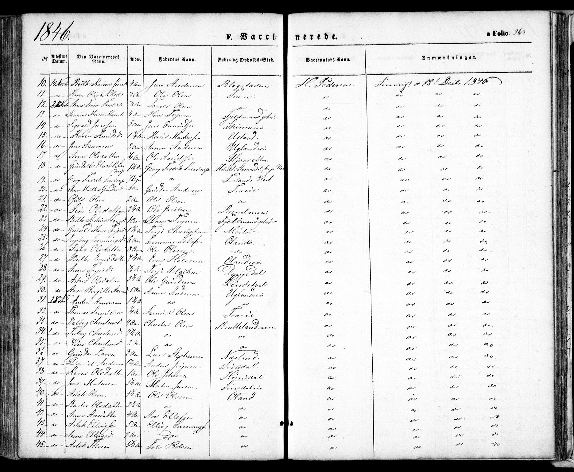 Froland sokneprestkontor, AV/SAK-1111-0013/F/Fa/L0002: Parish register (official) no. A 2, 1845-1863, p. 263