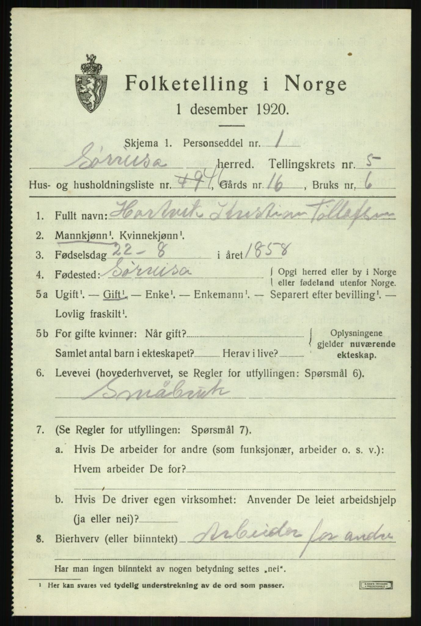 SATØ, 1920 census for Sørreisa, 1920, p. 2918