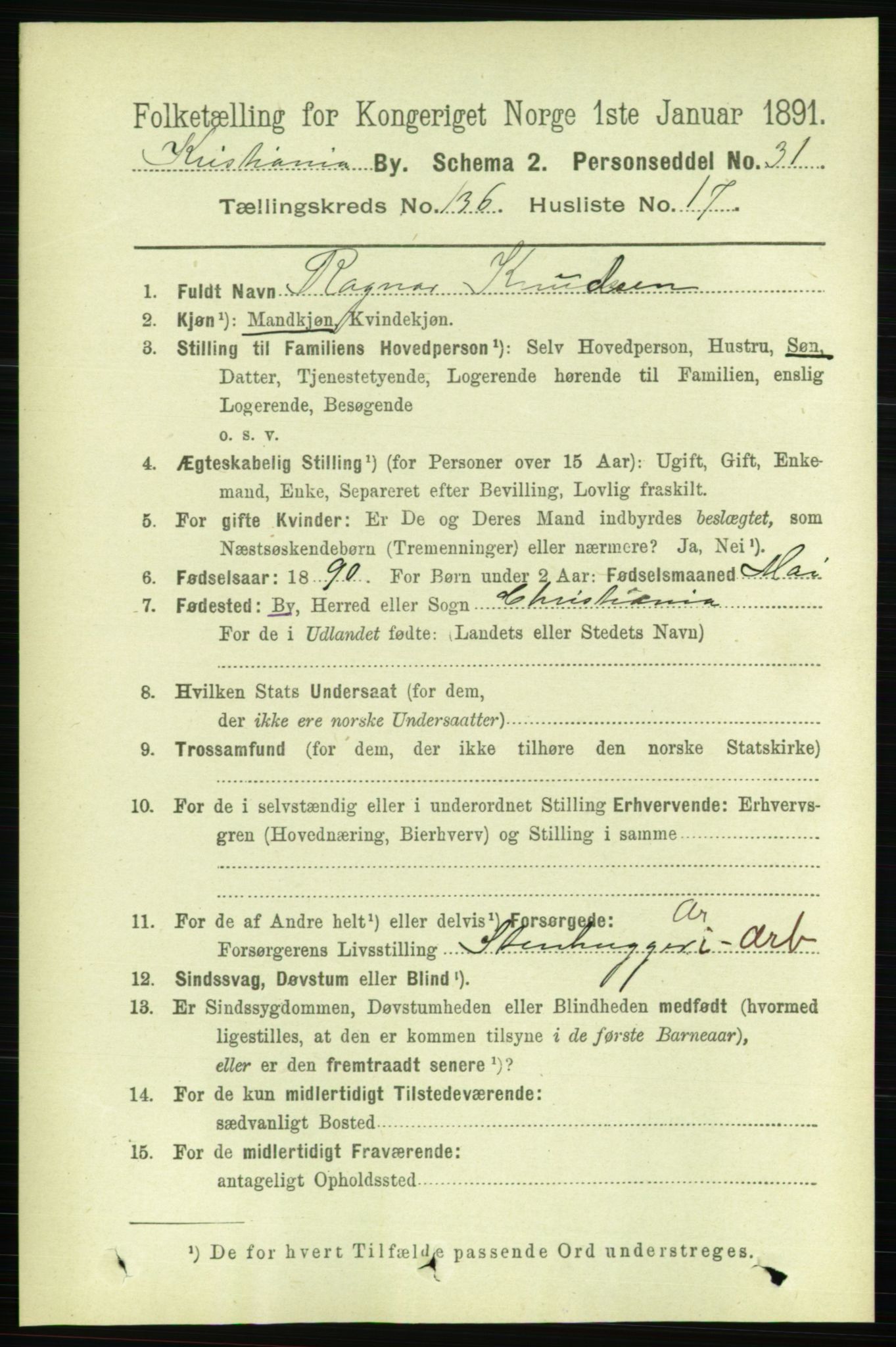 RA, 1891 census for 0301 Kristiania, 1891, p. 75794