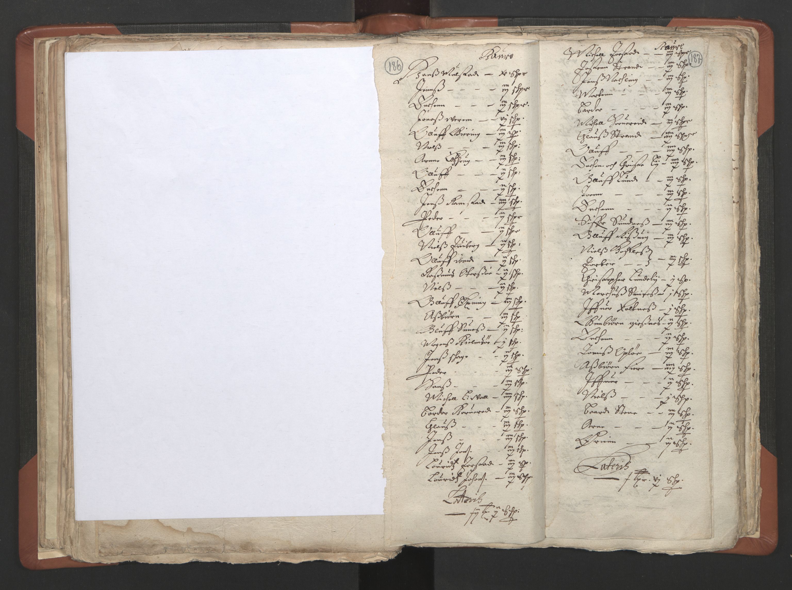 RA, Vicar's Census 1664-1666, no. 34: Namdal deanery, 1664-1666, p. 186-187