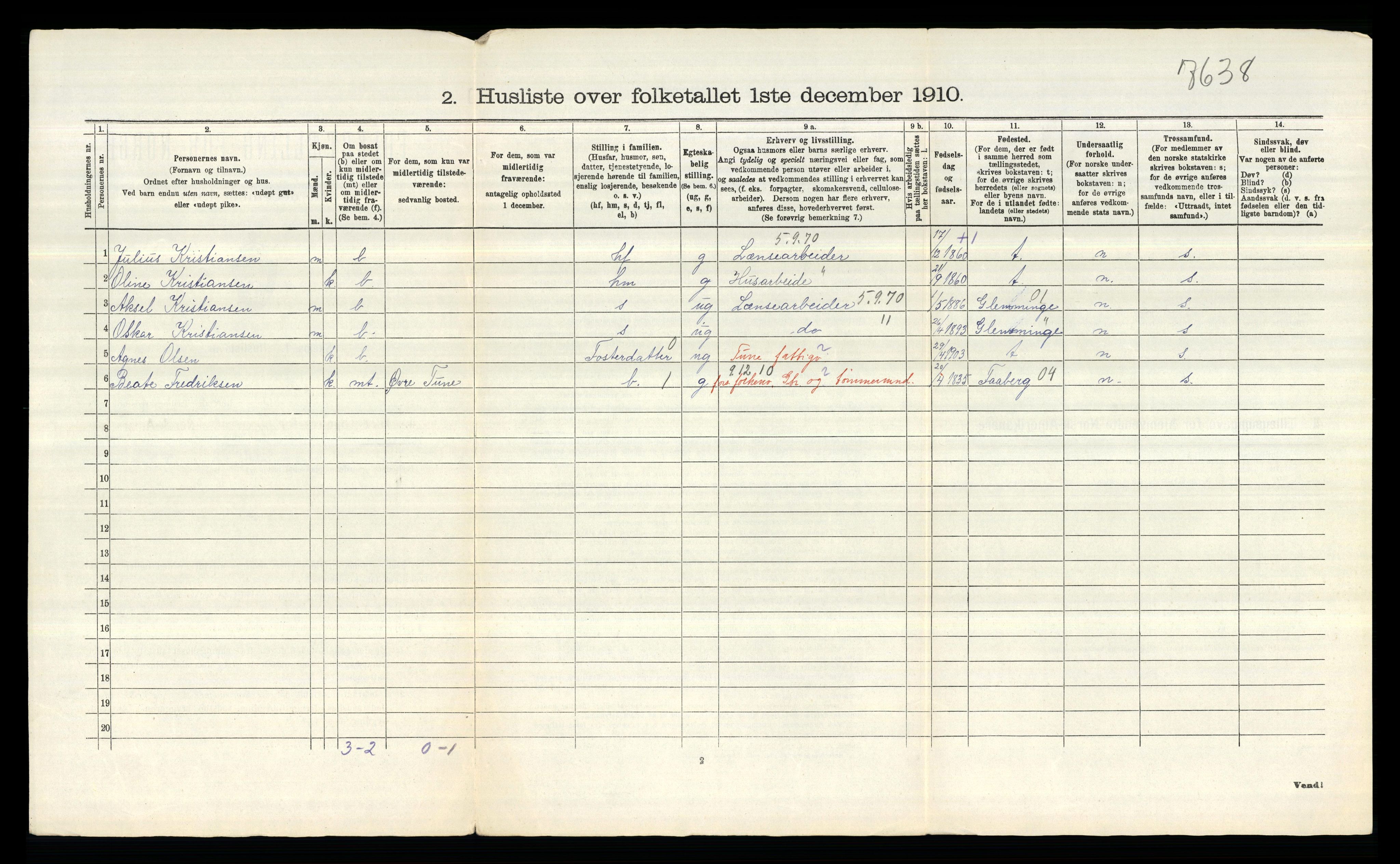 RA, 1910 census for Tune, 1910, p. 2369