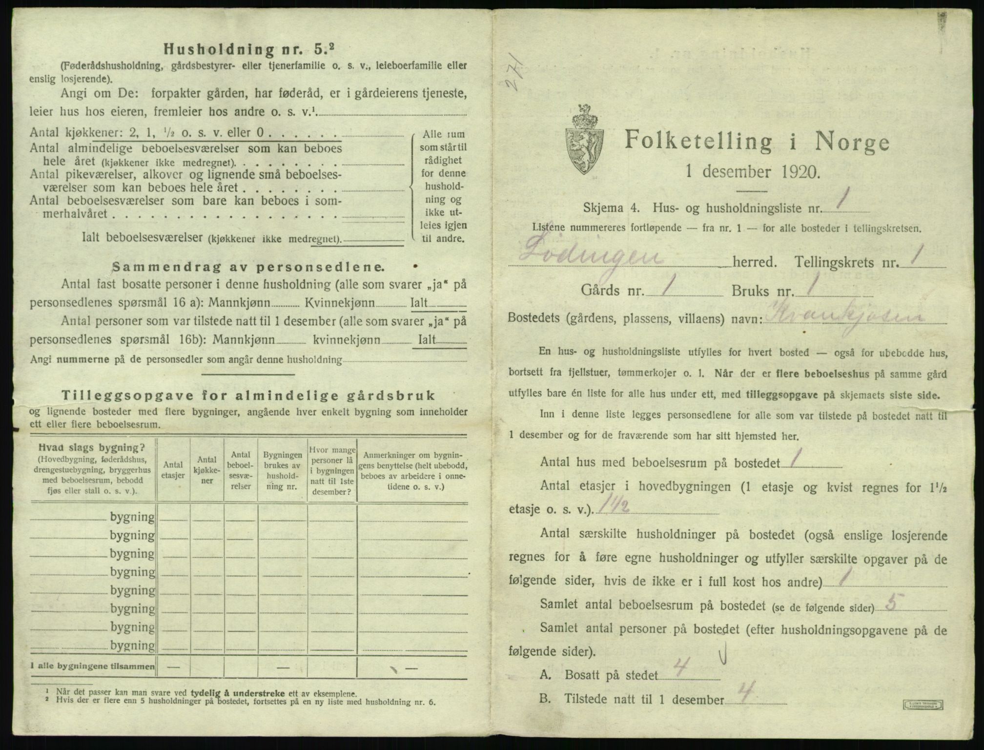 SAT, 1920 census for Lødingen, 1920, p. 55