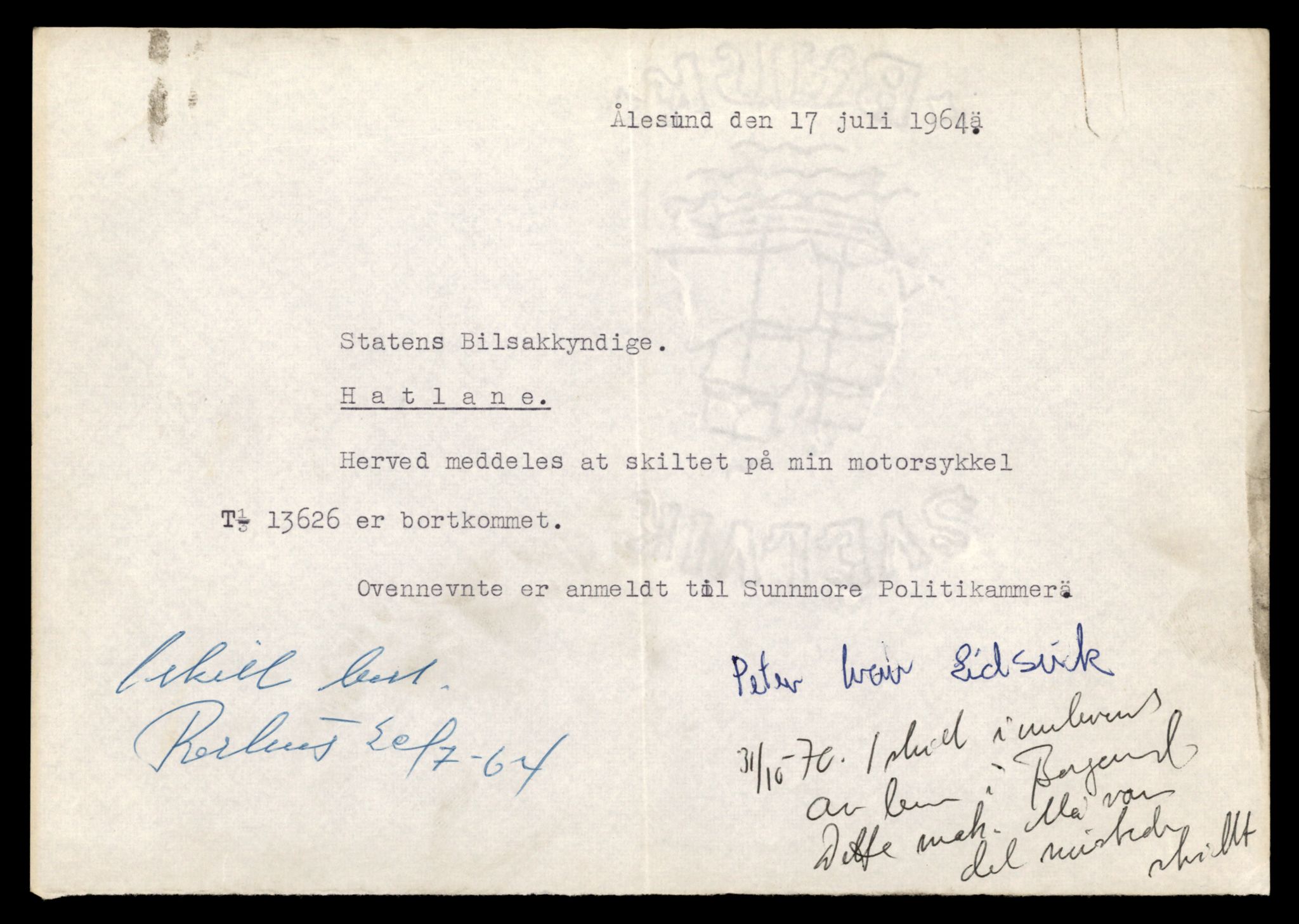 Møre og Romsdal vegkontor - Ålesund trafikkstasjon, AV/SAT-A-4099/F/Fe/L0040: Registreringskort for kjøretøy T 13531 - T 13709, 1927-1998, p. 1675