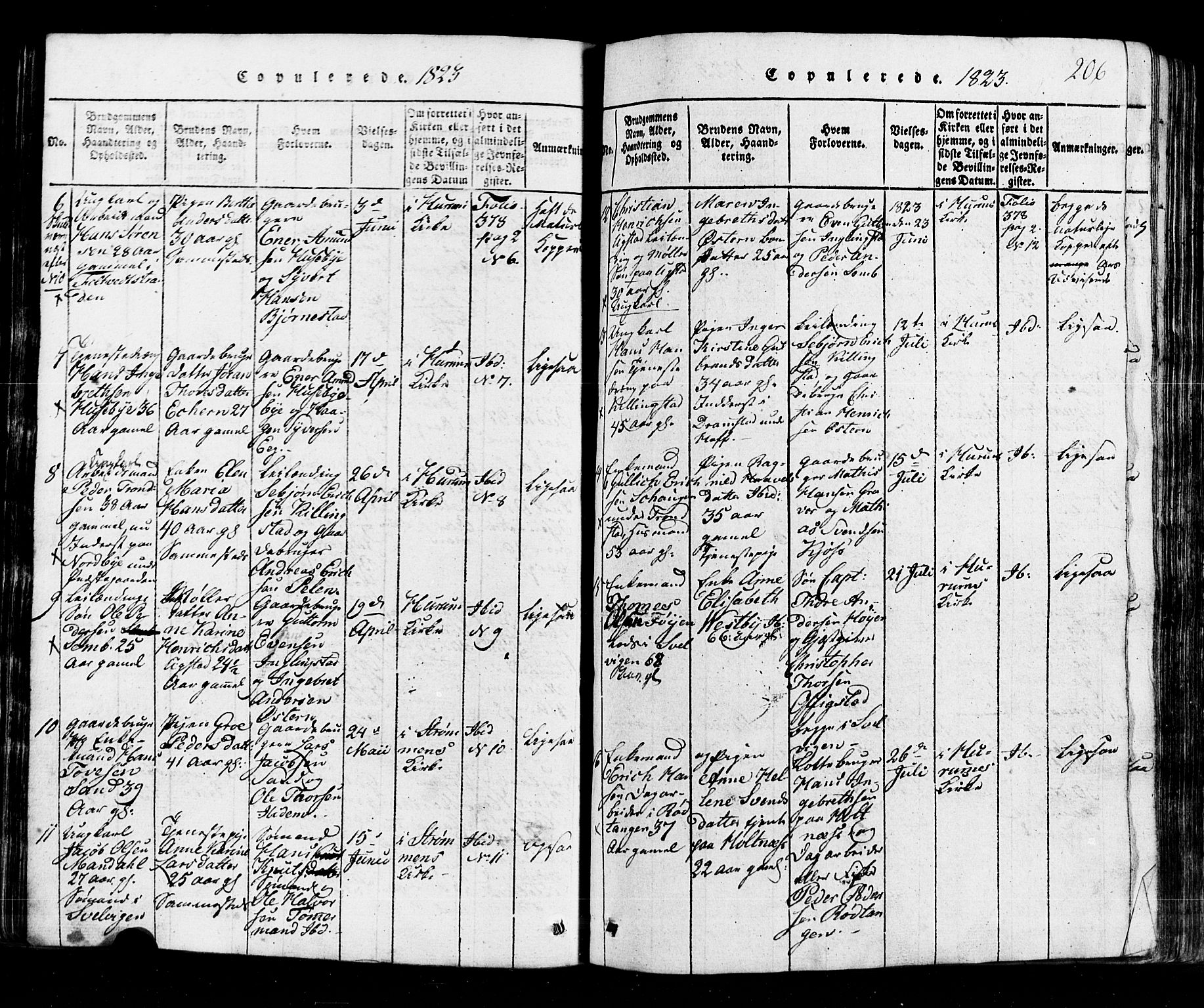 Hurum kirkebøker, AV/SAKO-A-229/G/Ga/L0001: Parish register (copy) no. I 1, 1816-1826, p. 206