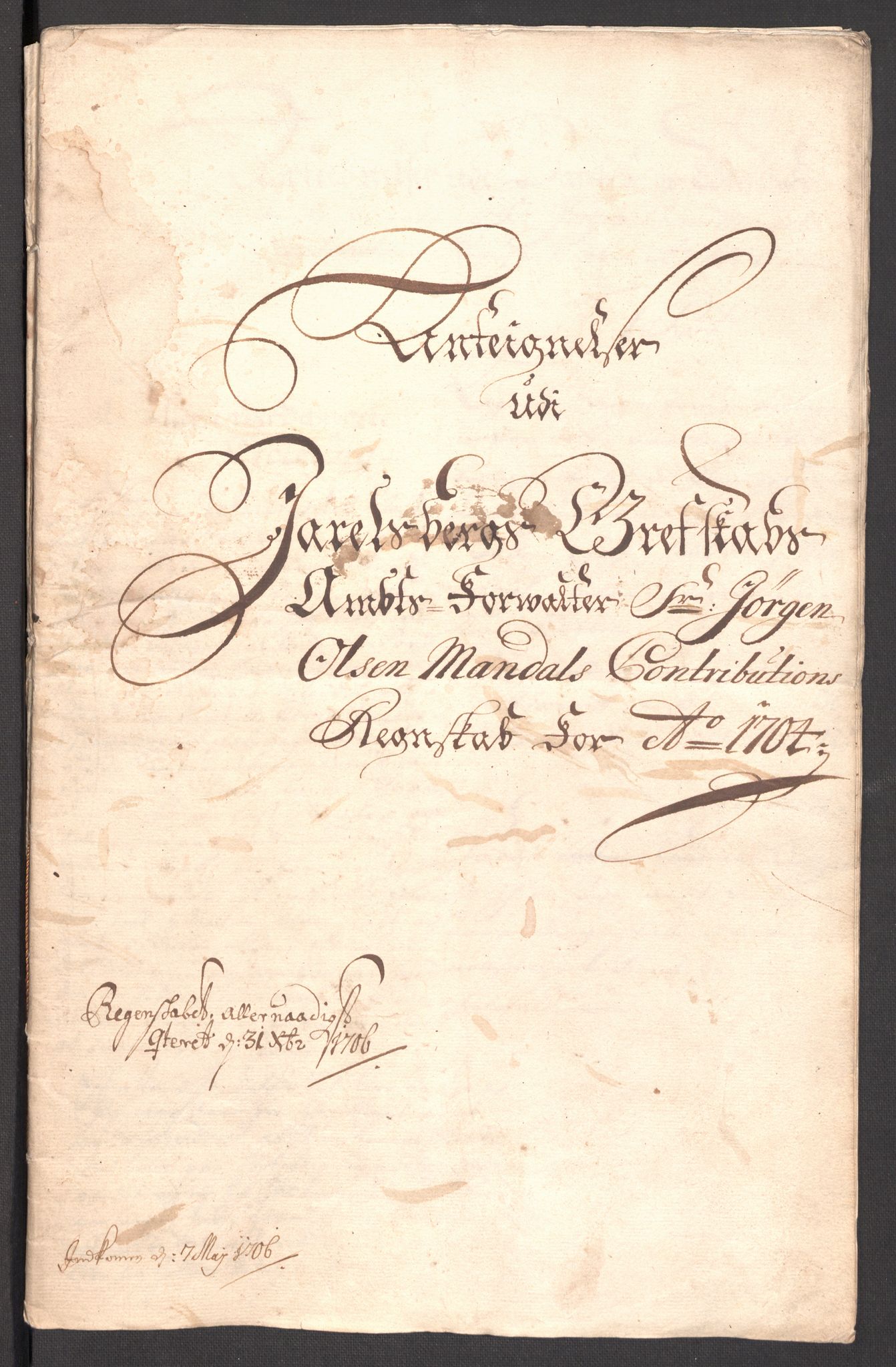 Rentekammeret inntil 1814, Reviderte regnskaper, Fogderegnskap, RA/EA-4092/R32/L1871: Fogderegnskap Jarlsberg grevskap, 1703-1705, p. 348