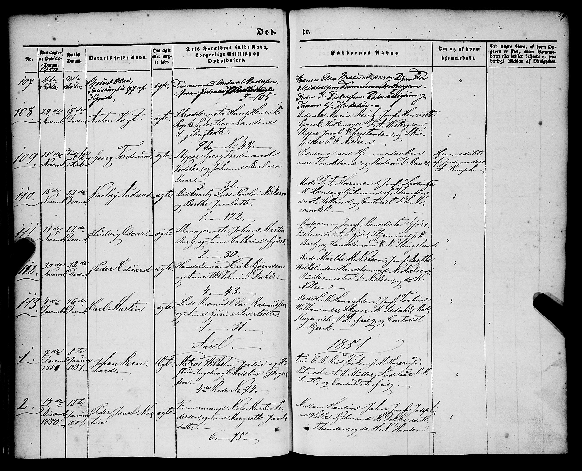 Nykirken Sokneprestembete, AV/SAB-A-77101/H/Haa/L0014: Parish register (official) no. B 1, 1844-1858, p. 59