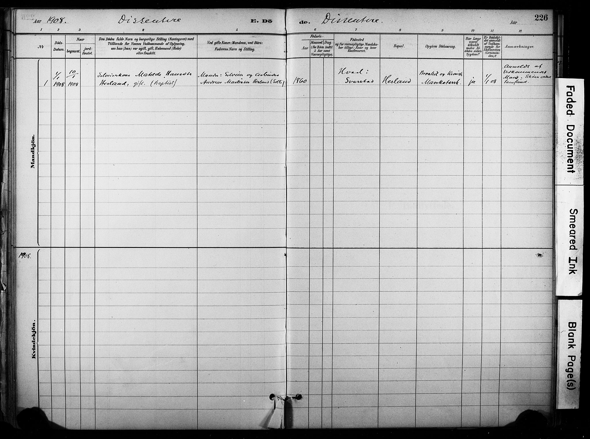 Lardal kirkebøker, AV/SAKO-A-350/F/Fb/L0001: Parish register (official) no. II 1, 1881-1911, p. 226