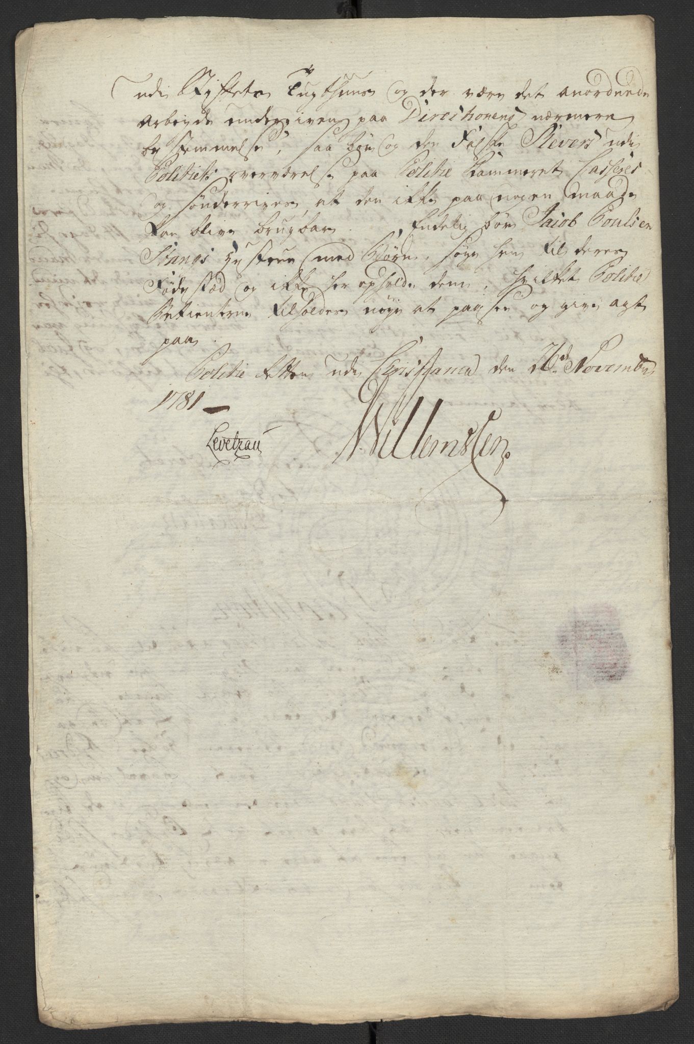 Oslo politidistrikt, AV/SAO-A-10085/D/Da/L0003: Innkomne brev, pro memoria m.v., 1781, p. 91