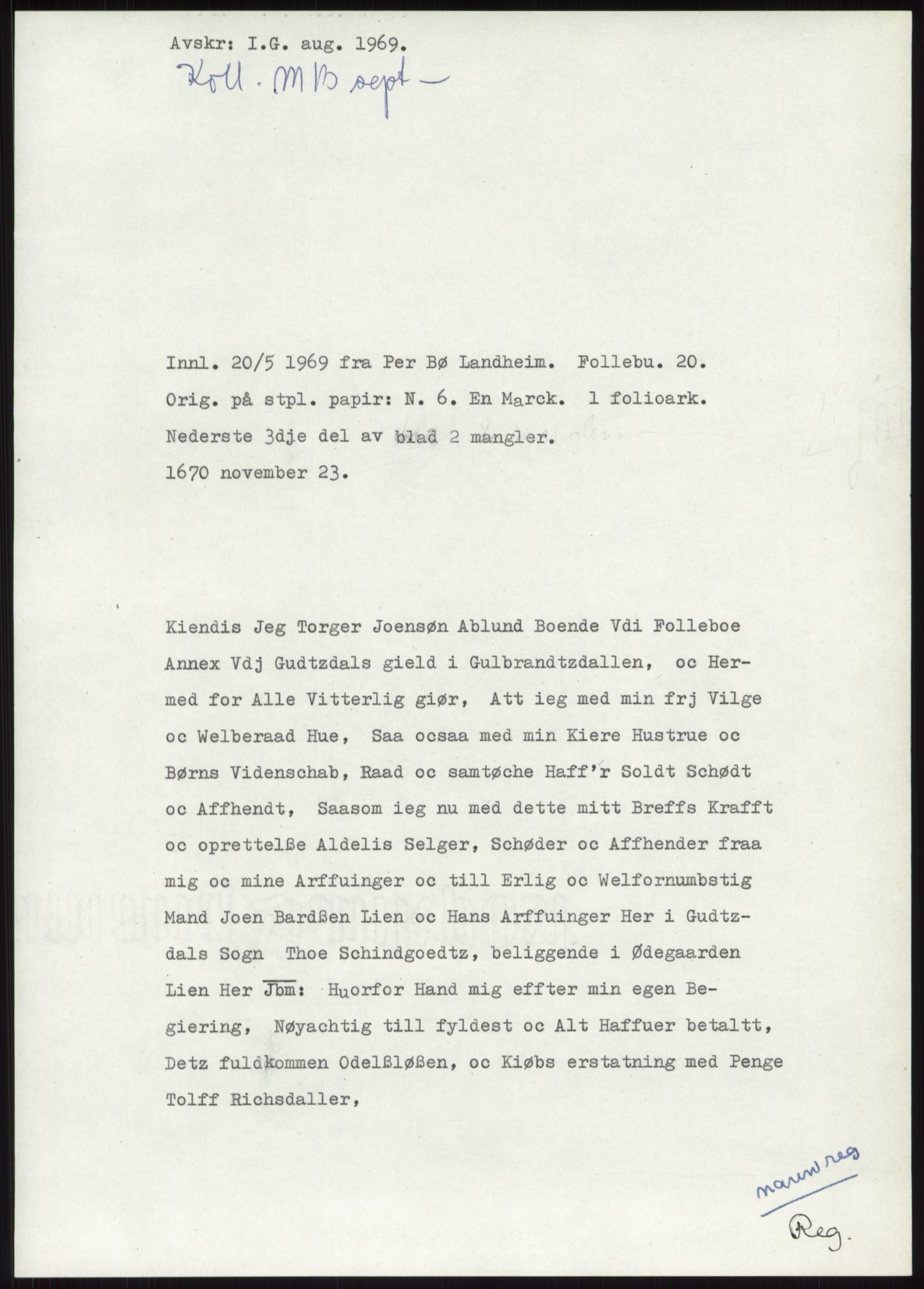 Samlinger til kildeutgivelse, Diplomavskriftsamlingen, AV/RA-EA-4053/H/Ha, p. 3089