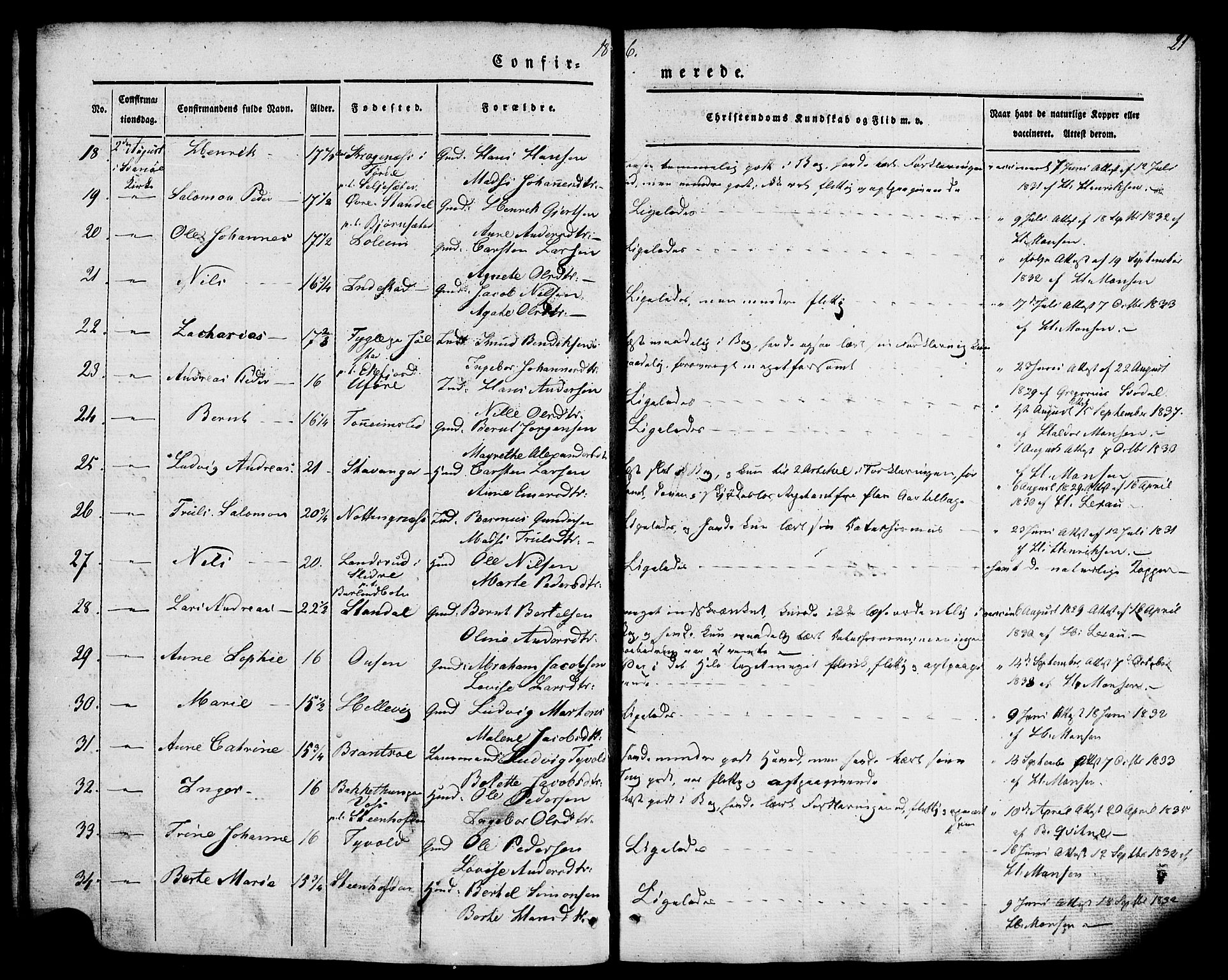 Kinn sokneprestembete, SAB/A-80801/H/Haa/Haaa/L0007: Parish register (official) no. A 7, 1841-1858, p. 21