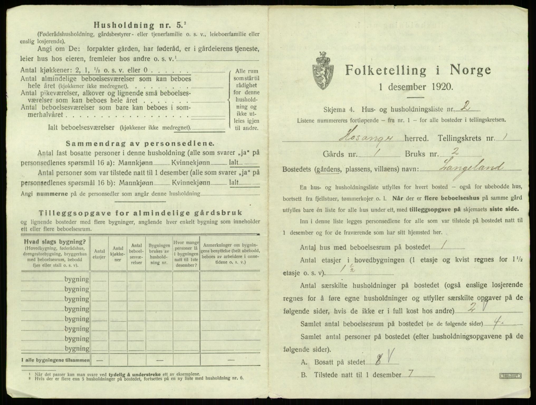 SAB, 1920 census for Hosanger, 1920, p. 59