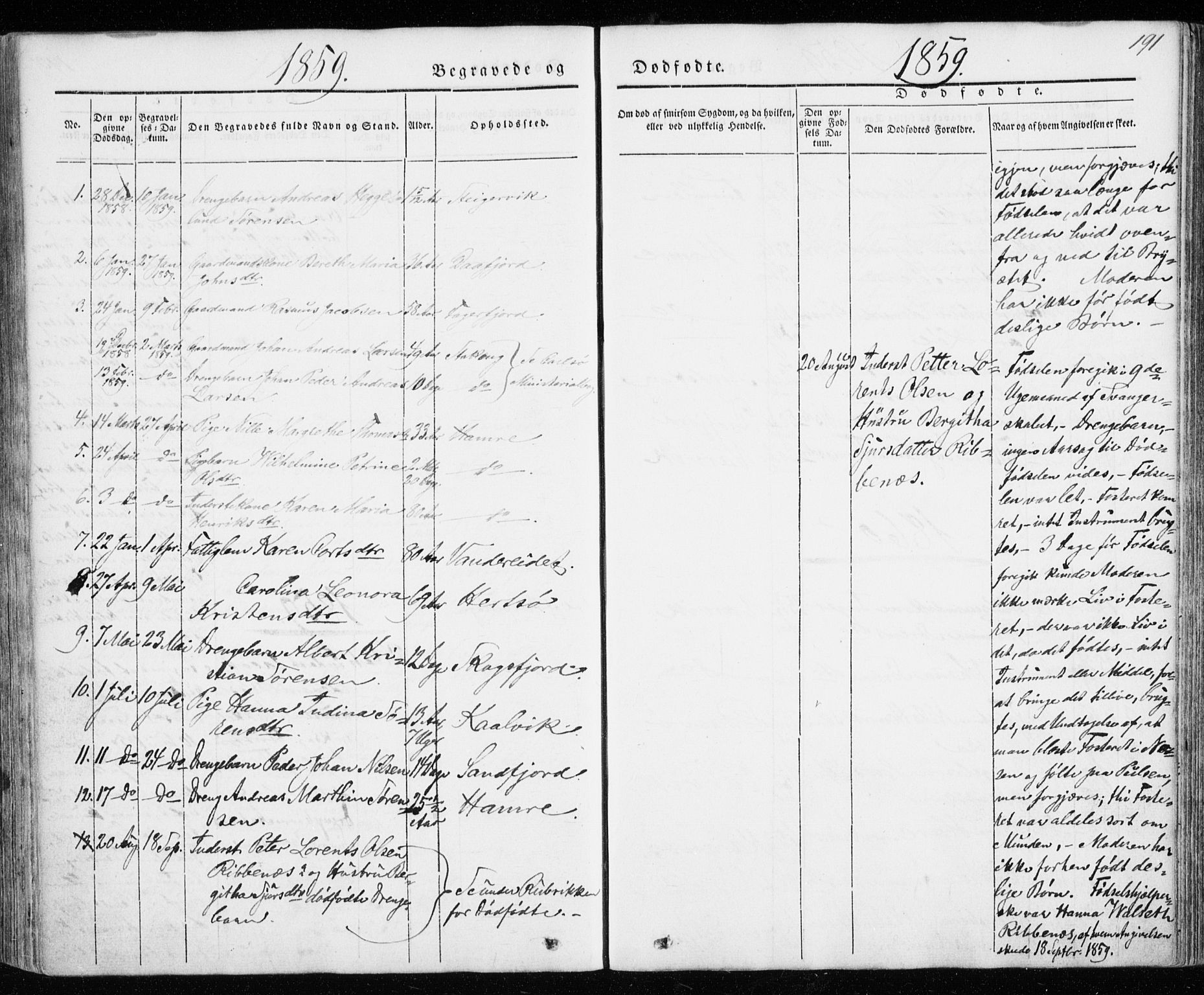 Karlsøy sokneprestembete, SATØ/S-1299/H/Ha/Haa/L0009kirke: Parish register (official) no. 9, 1838-1867, p. 191