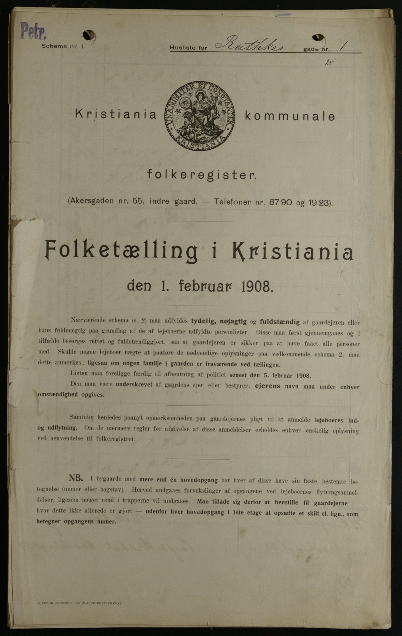 OBA, Municipal Census 1908 for Kristiania, 1908, p. 73563