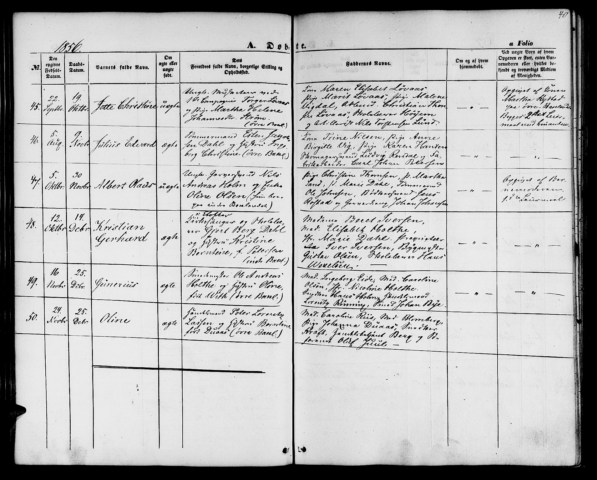 Ministerialprotokoller, klokkerbøker og fødselsregistre - Sør-Trøndelag, AV/SAT-A-1456/604/L0184: Parish register (official) no. 604A05, 1851-1860, p. 40