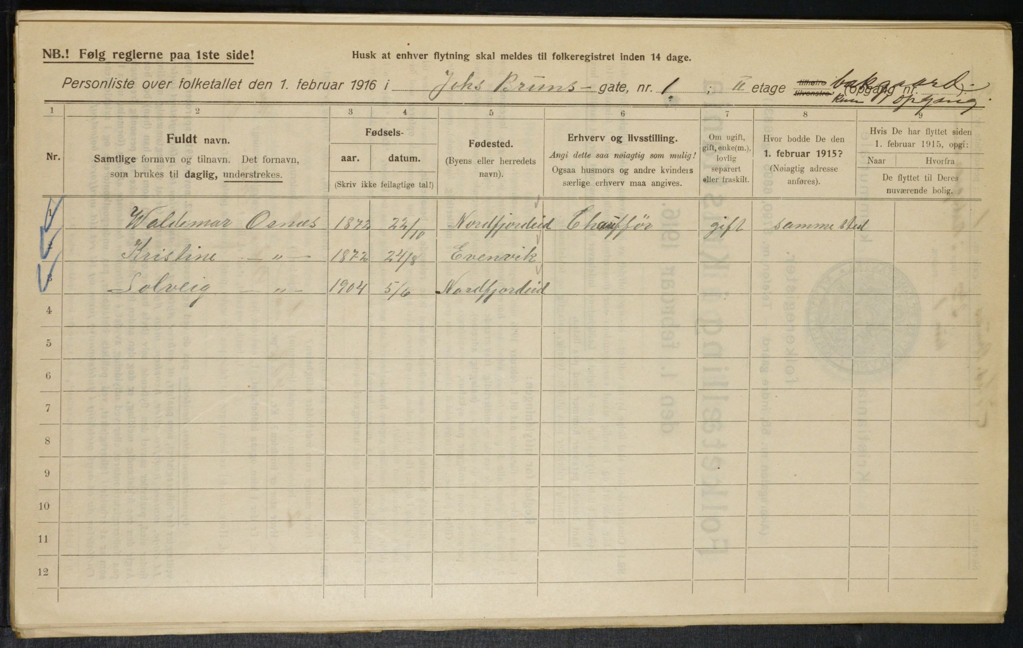 OBA, Municipal Census 1916 for Kristiania, 1916, p. 48101